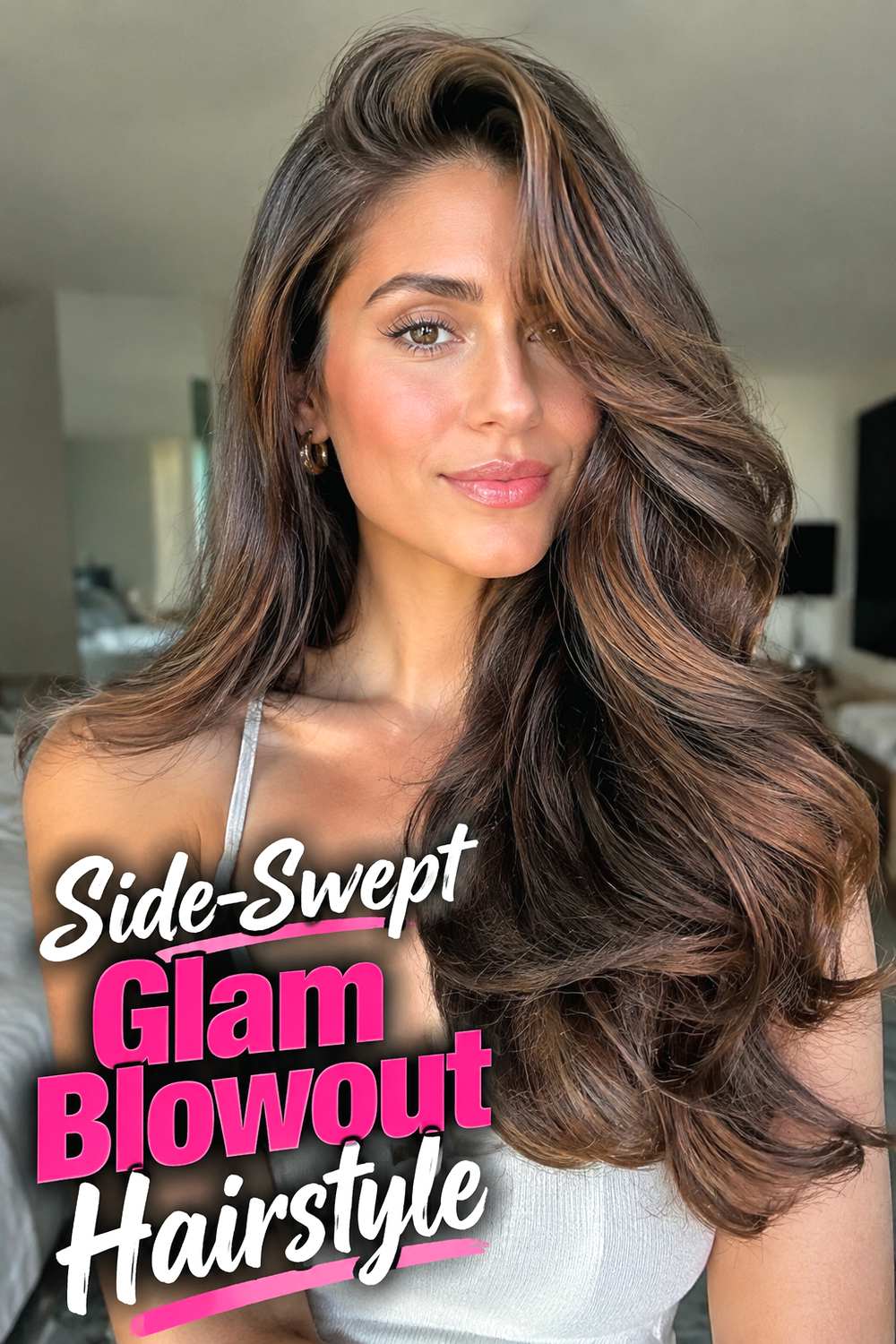 Side-Swept Glam Blowout Hairstyle