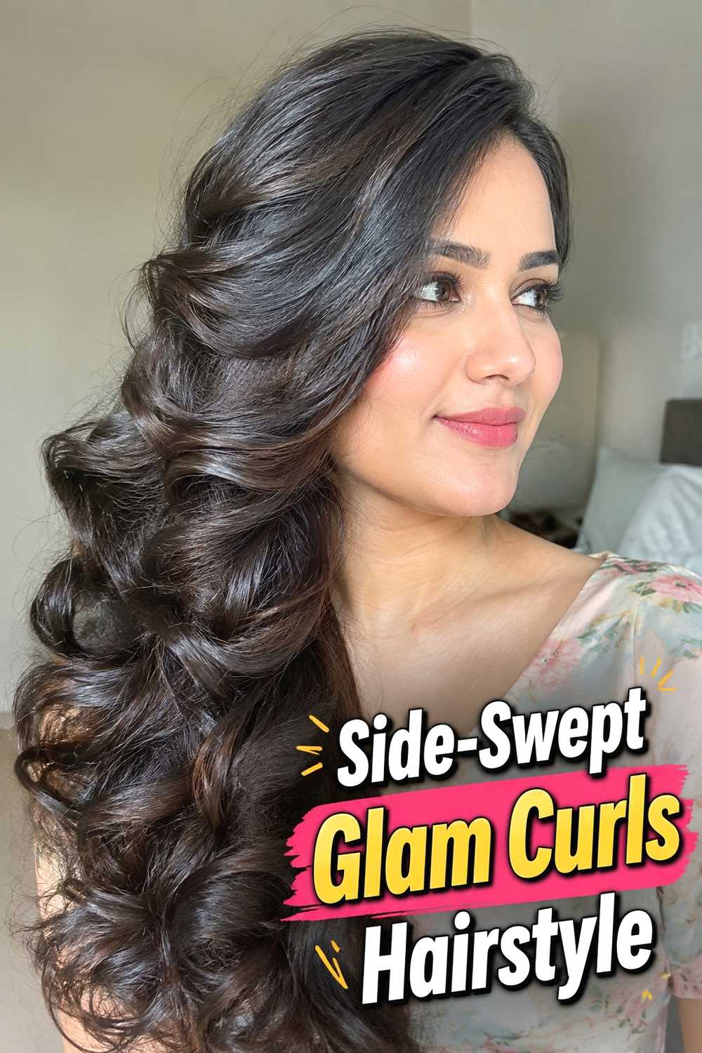 6. Side Swept Glam Curls Hairstyle
