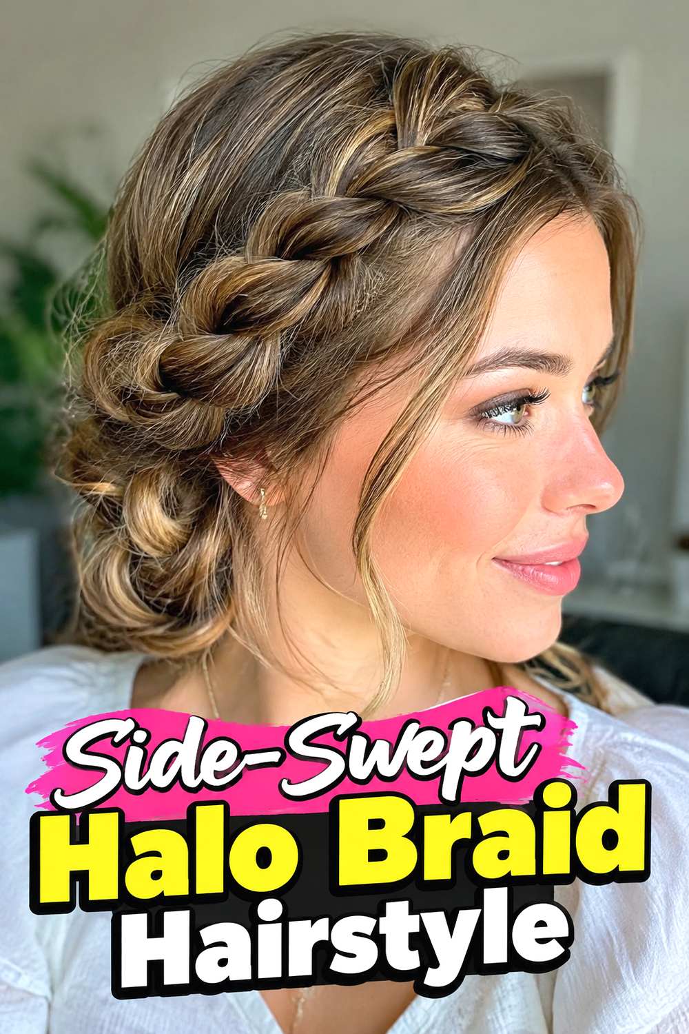 Side-Swept Halo Braid Hairstyle