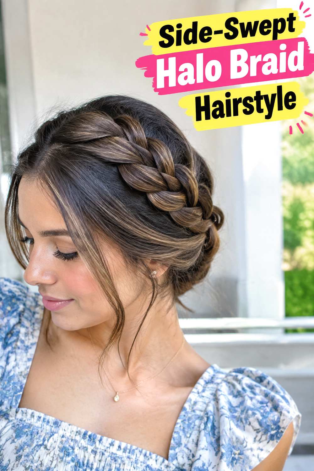 Side-Swept Halo Braid Hairstyle