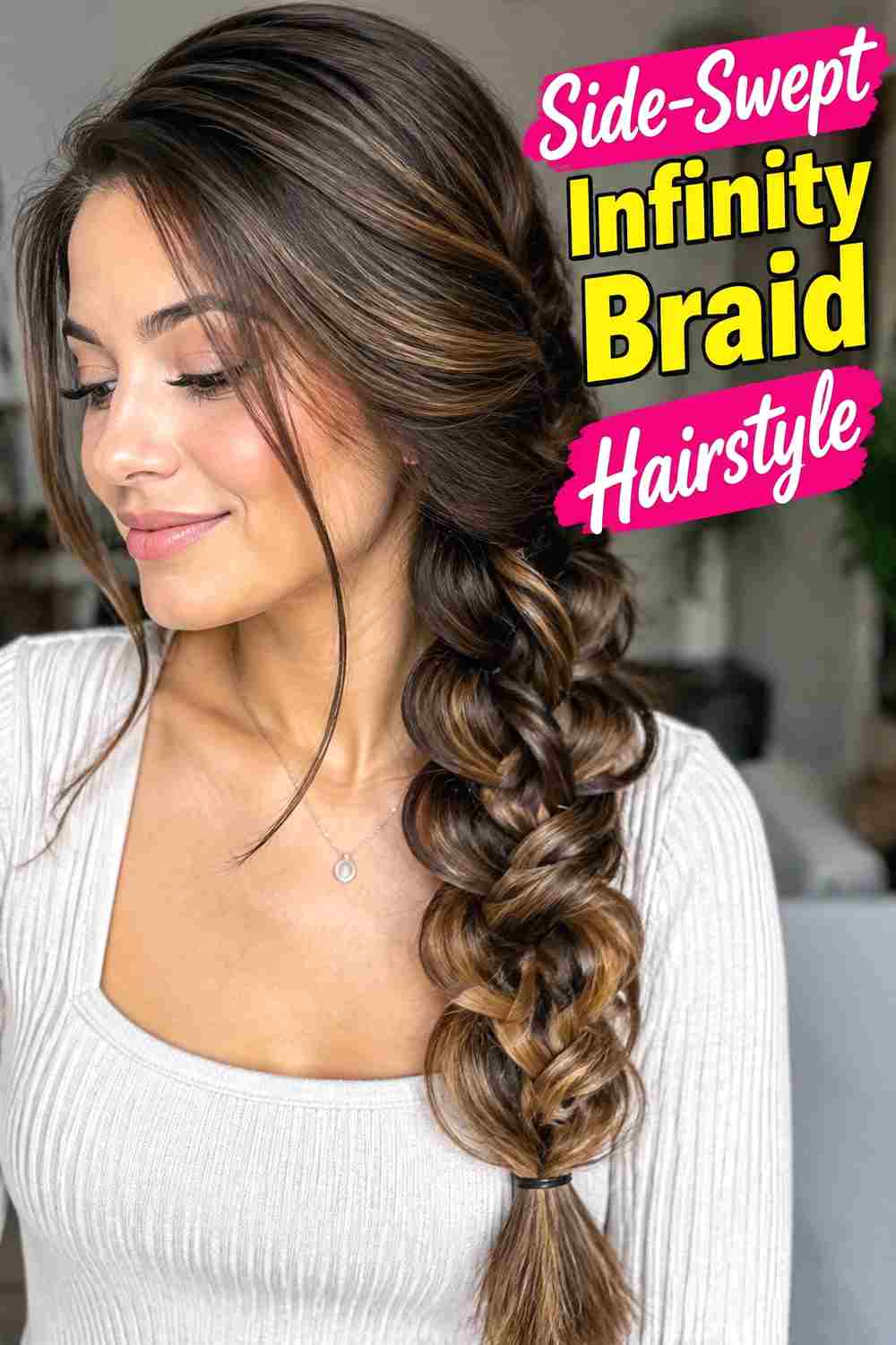 5. Side Swept Infinity Braid Hairstyle