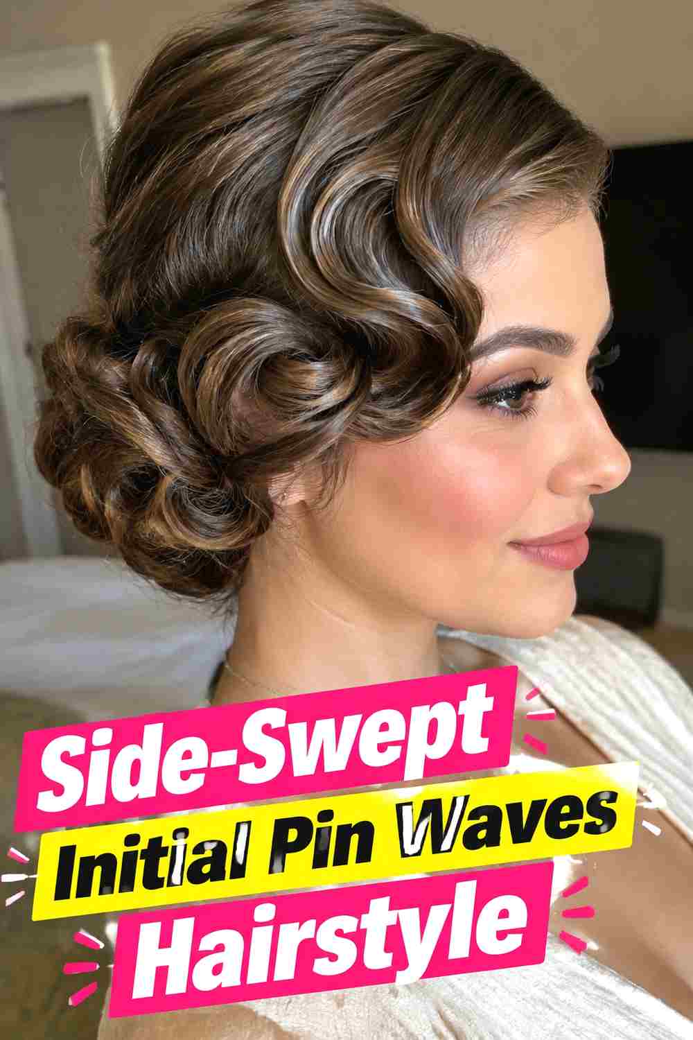 13. Side Swept Initial Pin Waves Hairstyle