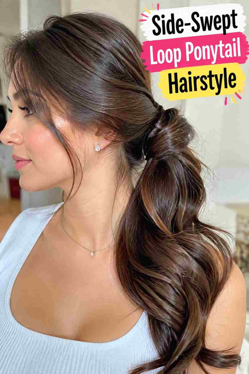 9. Side Swept Loop Ponytail Hairstyle