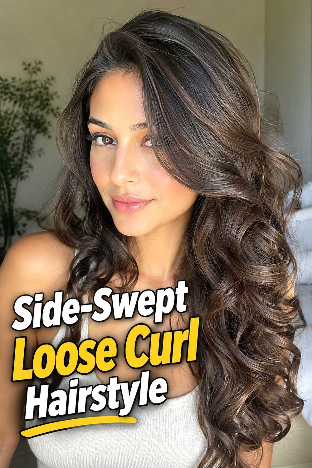 4. Side Swept Loose Curl Hairstyle