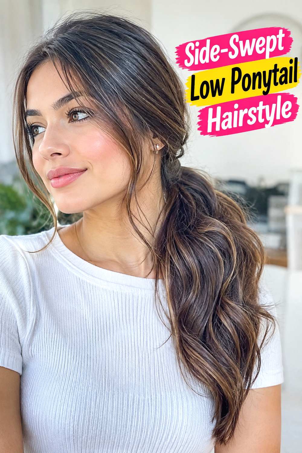 Side-Swept Low Ponytail Hairstyle