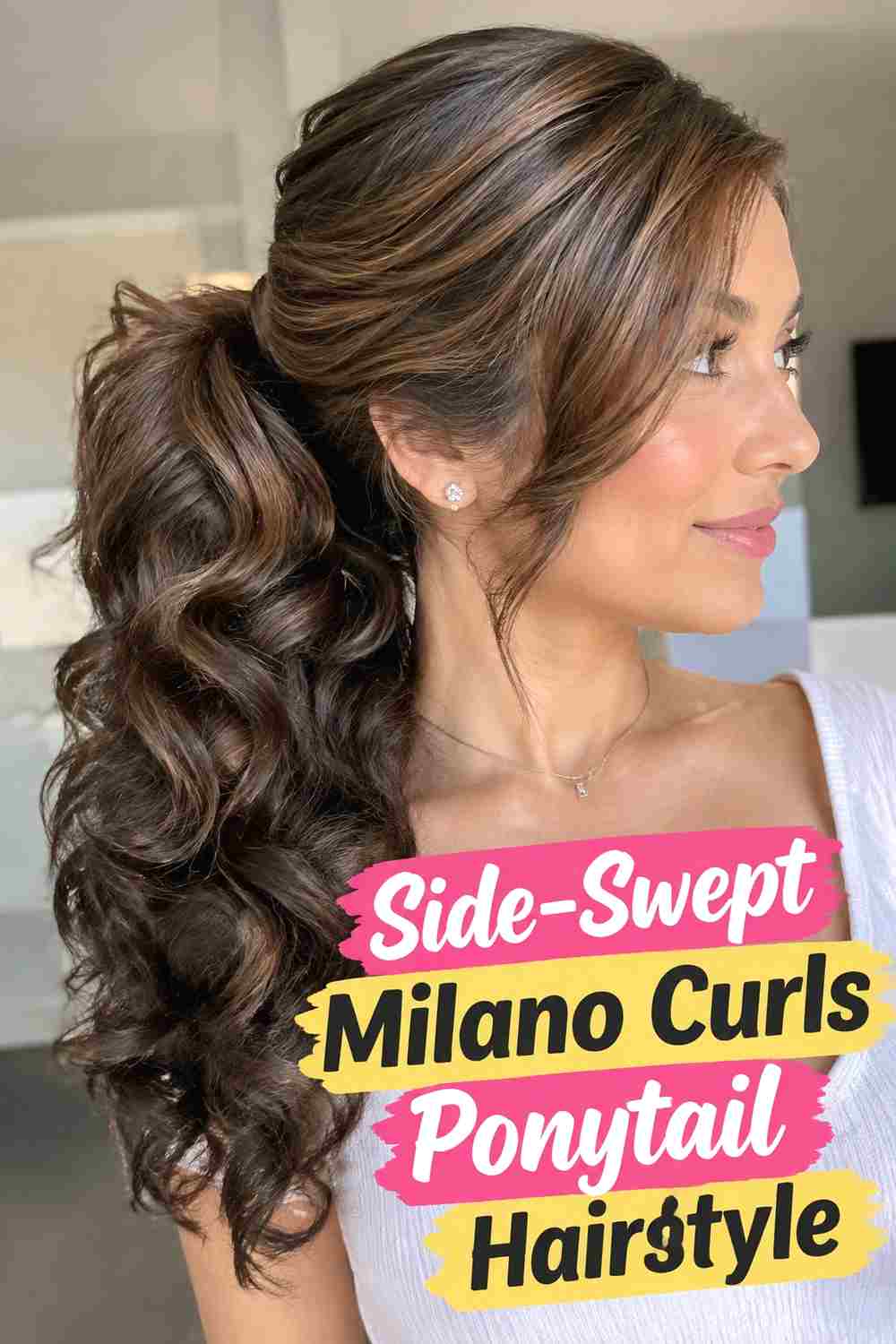 3. Side Swept Milano Curls Ponytail Hairstyle