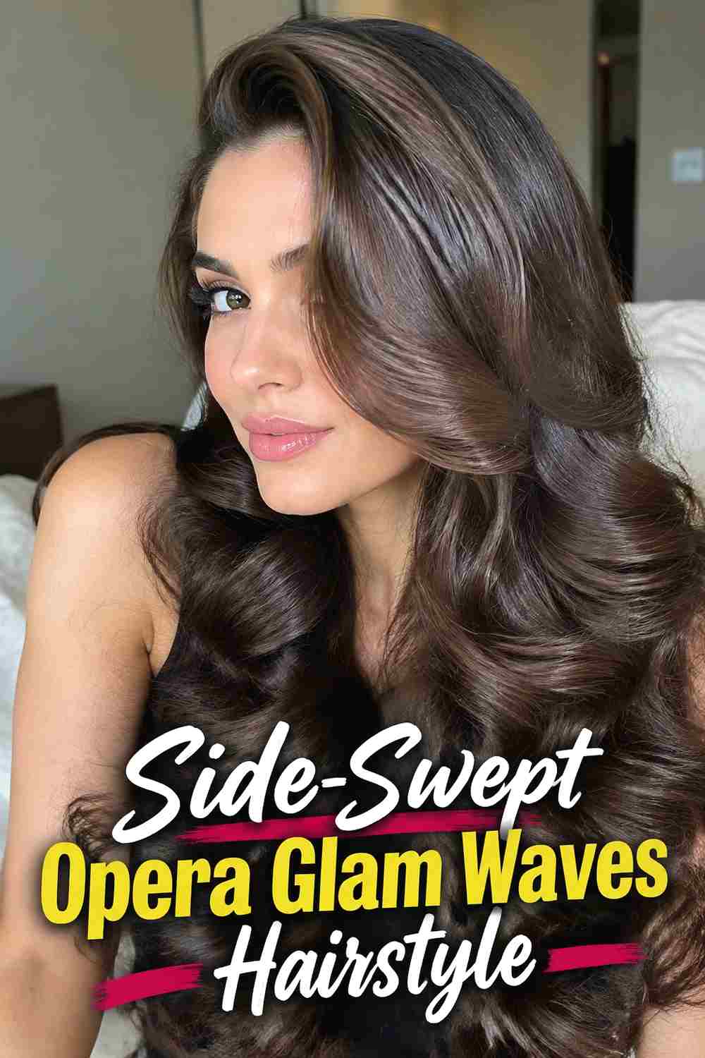 2. Side Swept Opera Glam Waves Hairstyle