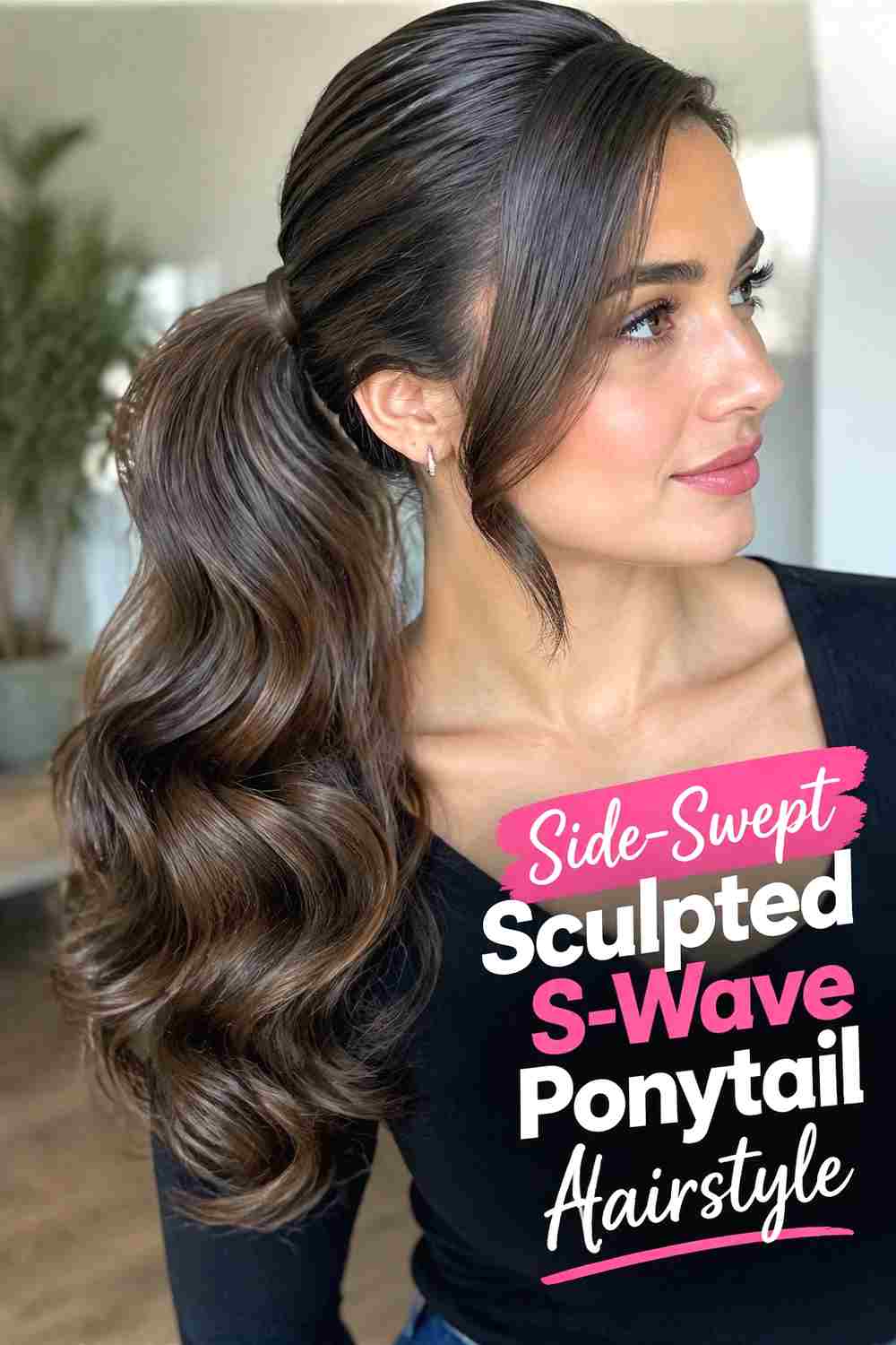 12. Side Swept Sculpted S Wave Ponytail Hairstyle