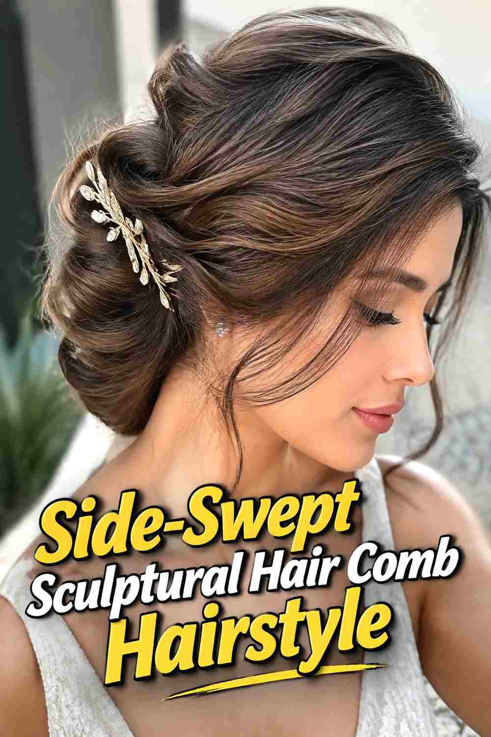13. Side Swept Sculptural Hair Comb Hairstyle