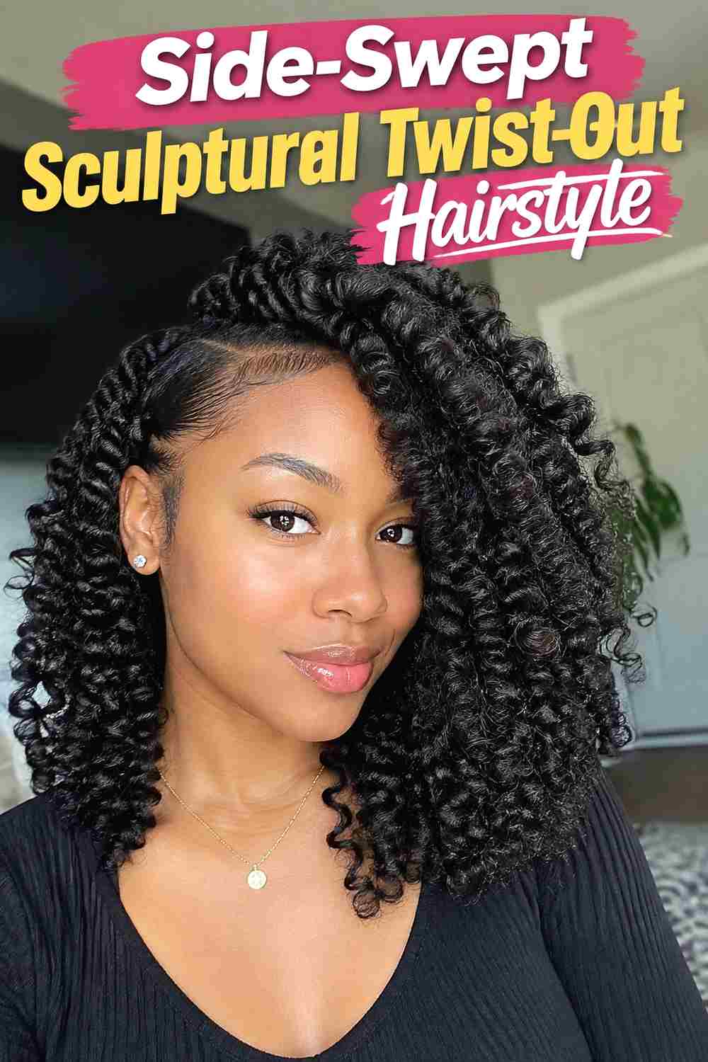 4. Side Swept Sculptural Twist Out Hairstyle