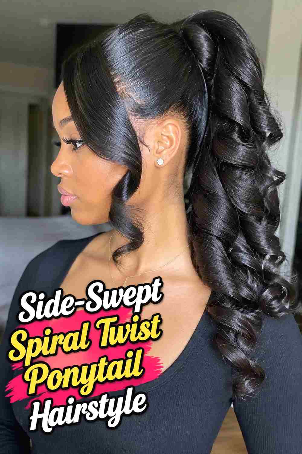 11. Side Swept Spiral Twist Ponytail Hairstyle