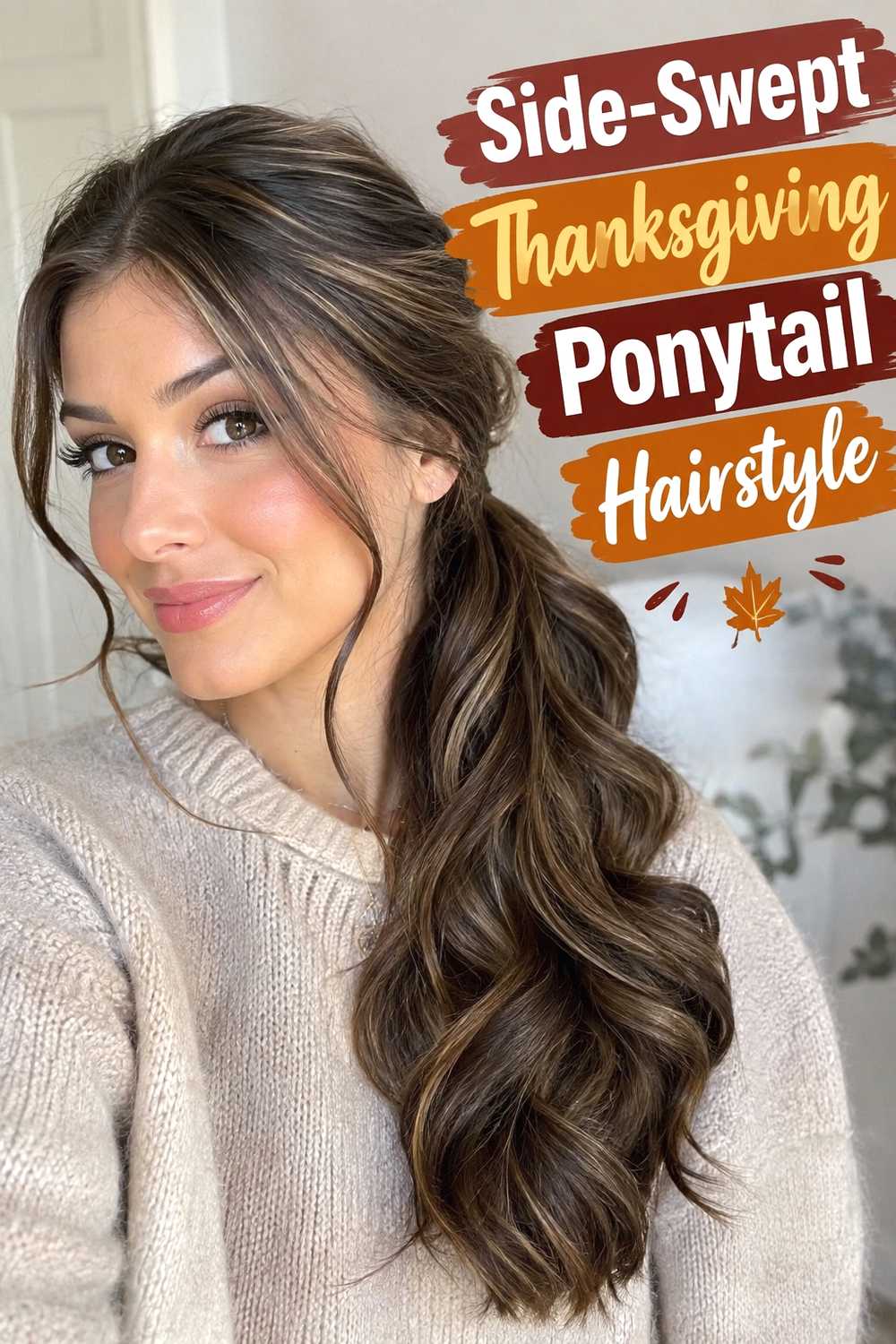 10. Side Swept Thanksgiving Ponytail Hairstyle