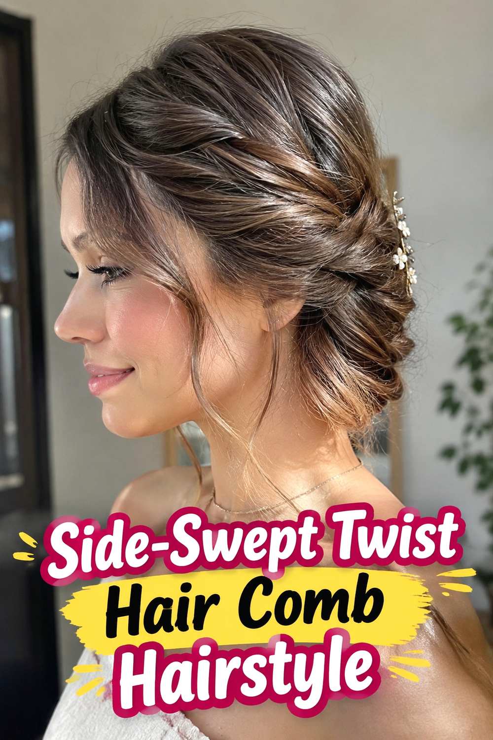 4. Side Swept Twist Hair Comb Hairstyle