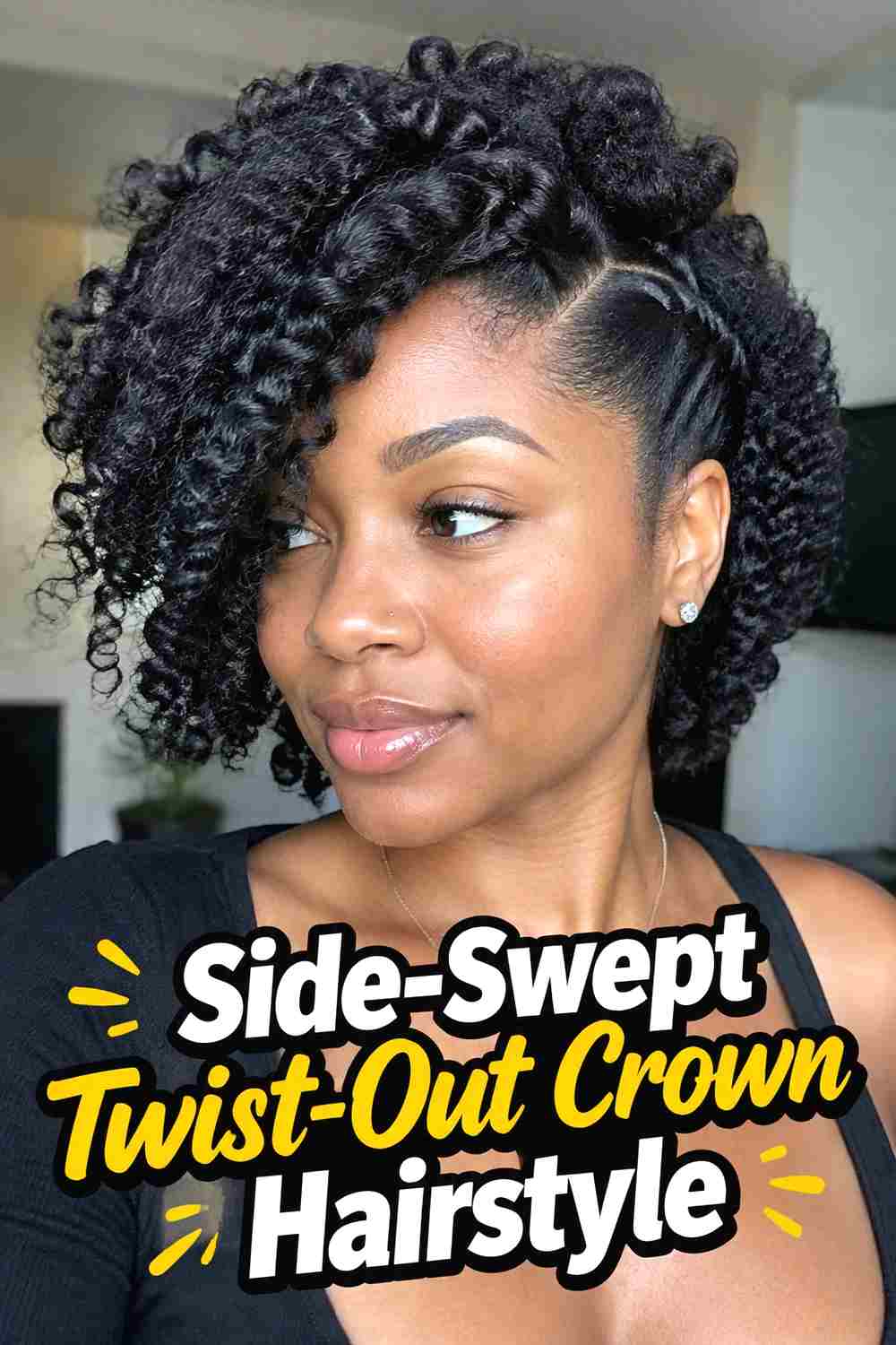 9. Side Swept Twist Out Crown Hairstyle
