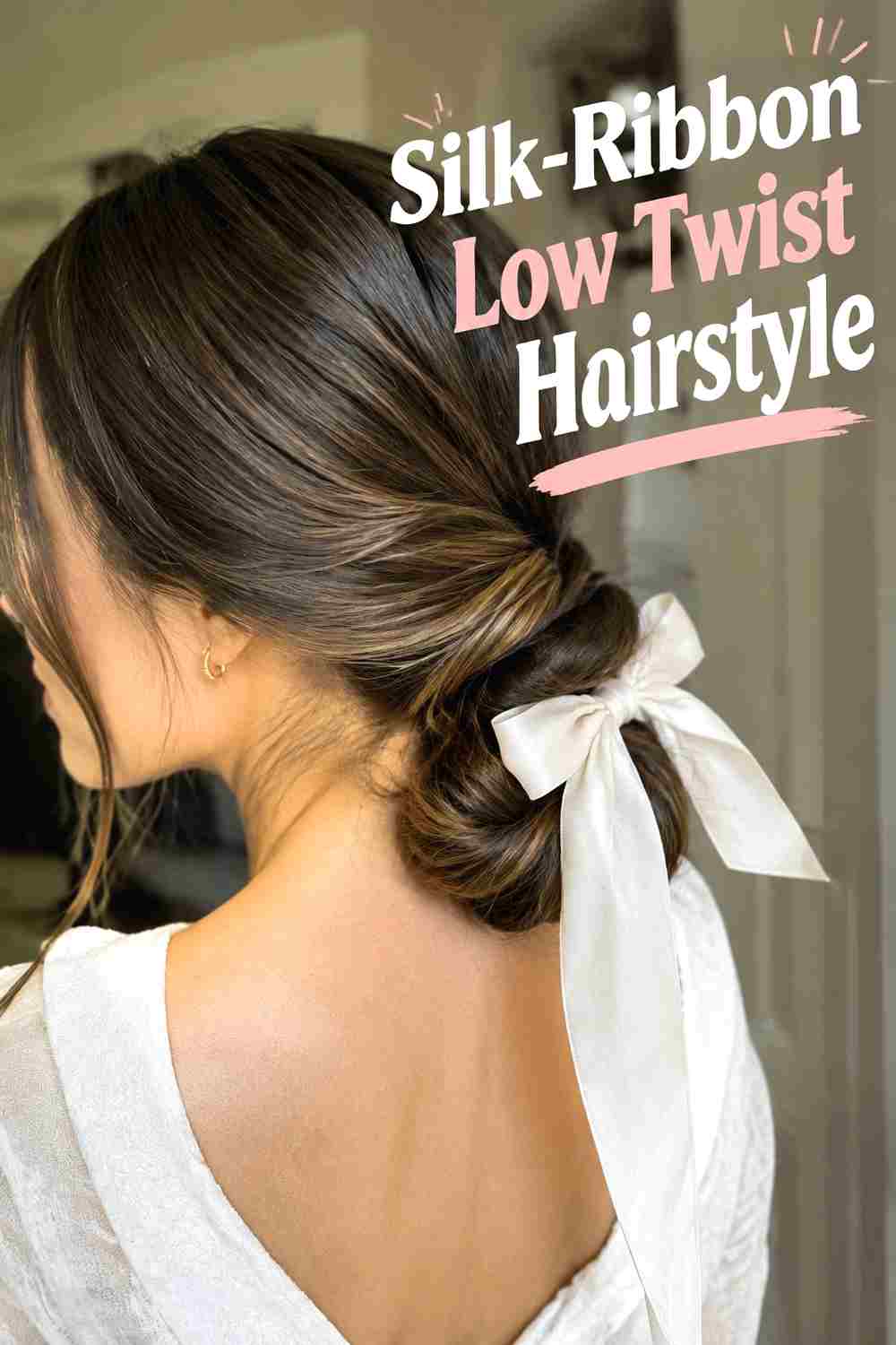 9. Silk Ribbon Low Twist Hairstyle