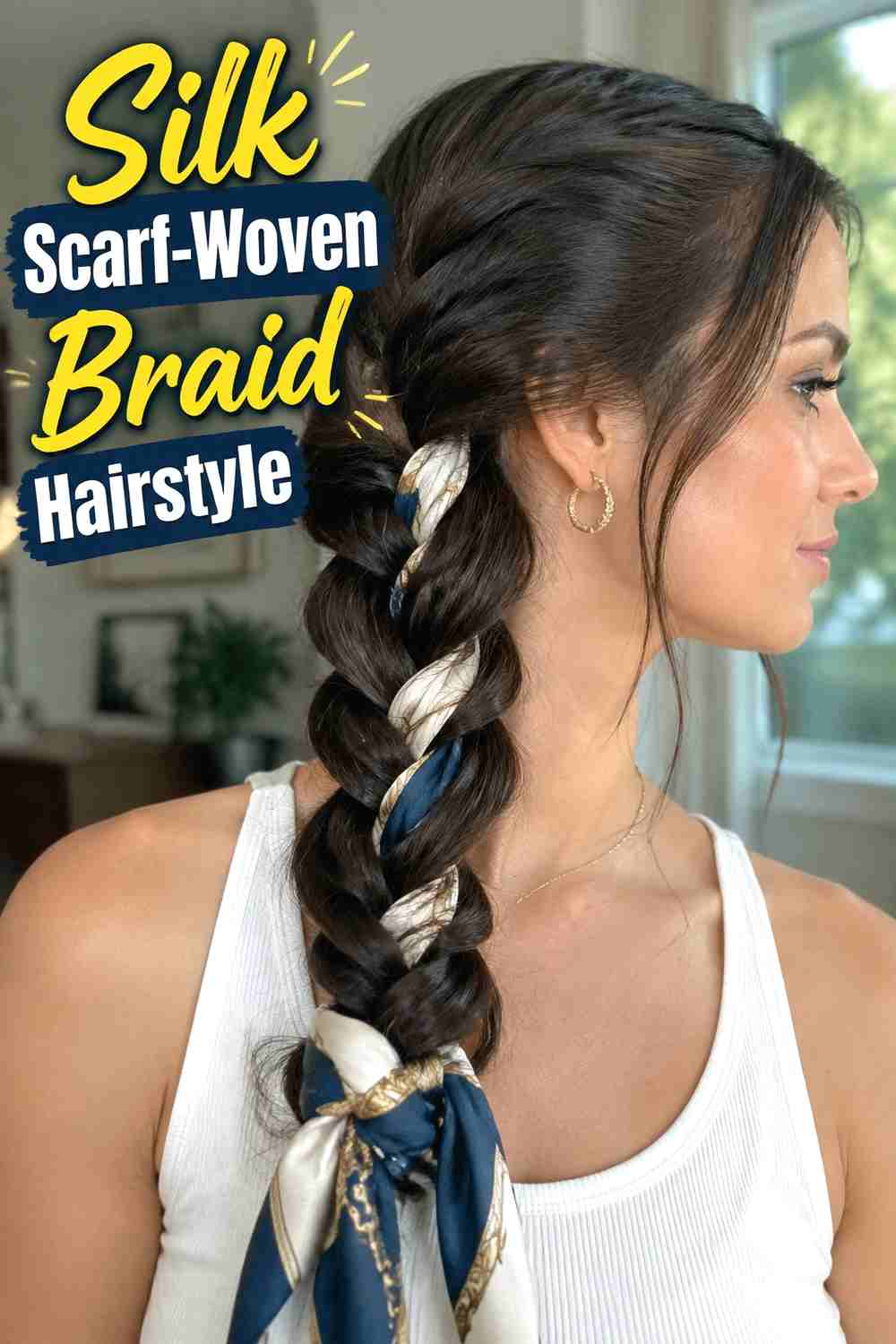 17. Silk Scarf Woven Braid Hairstyle