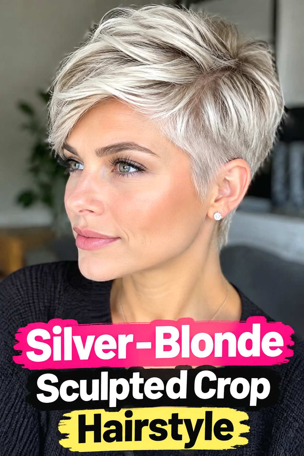 Silver-Blonde Sculpted Crop Hairstyle