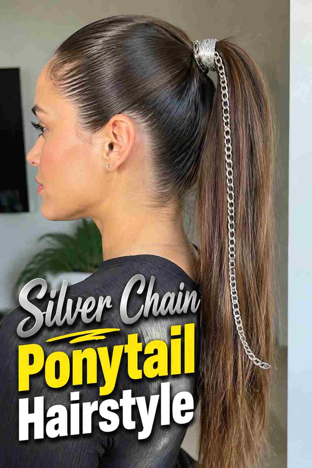 6. Silver Chain Ponytail Hairstyle