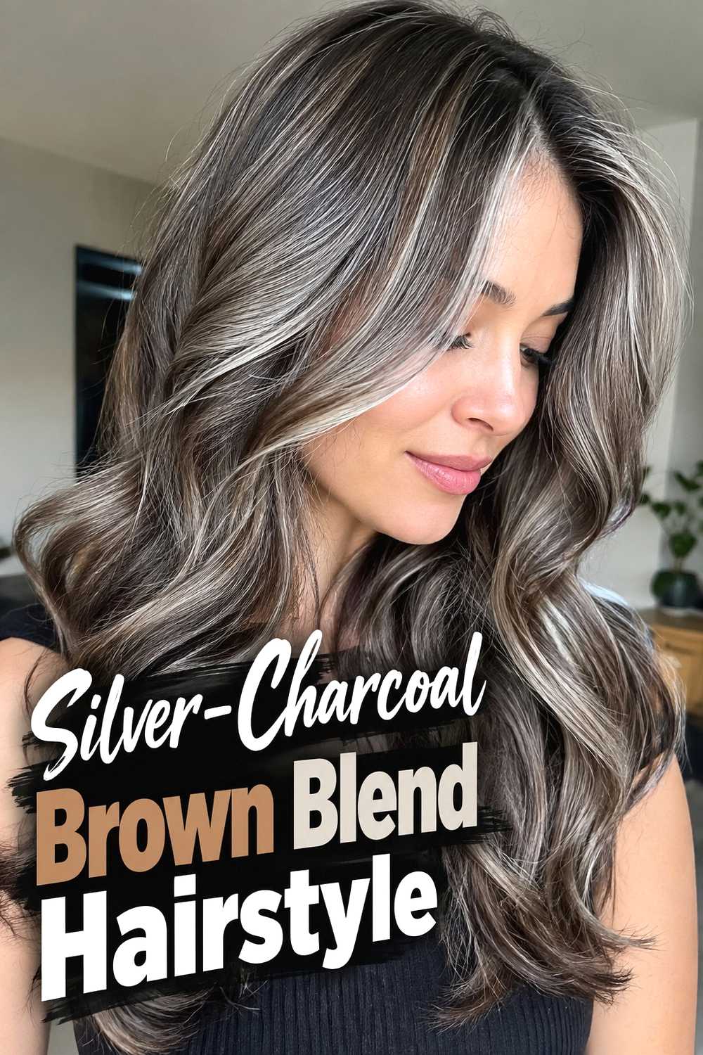 12. Silver Charcoal Brown Blend Hairstyle