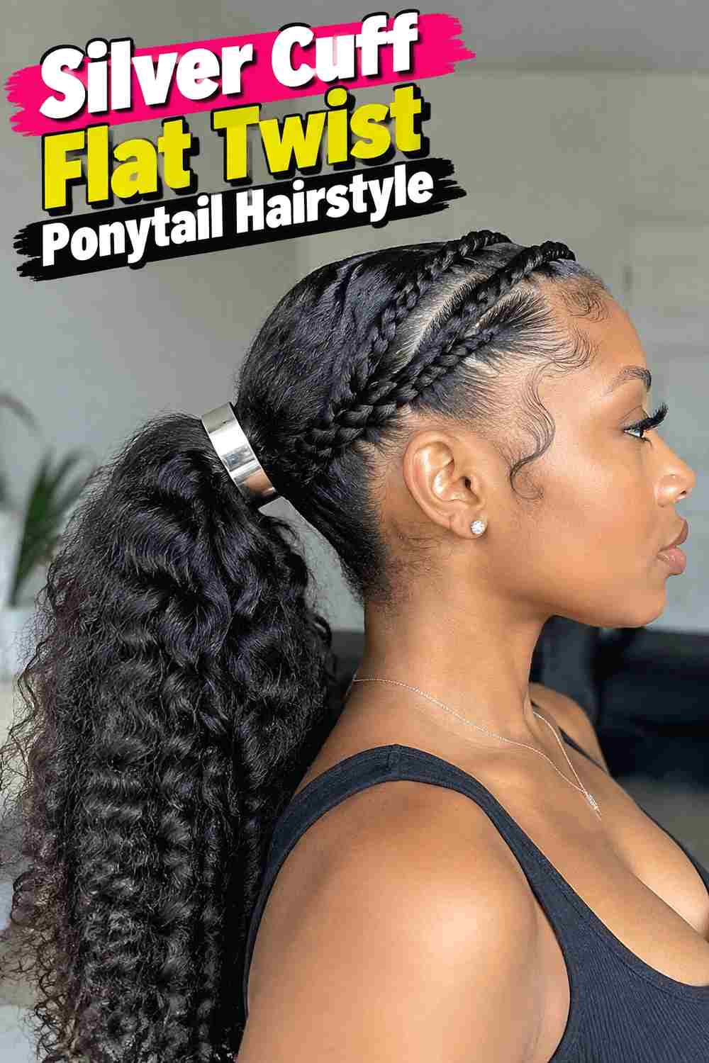 13. Silver Cuff Flat Twist Ponytail Hairstyle