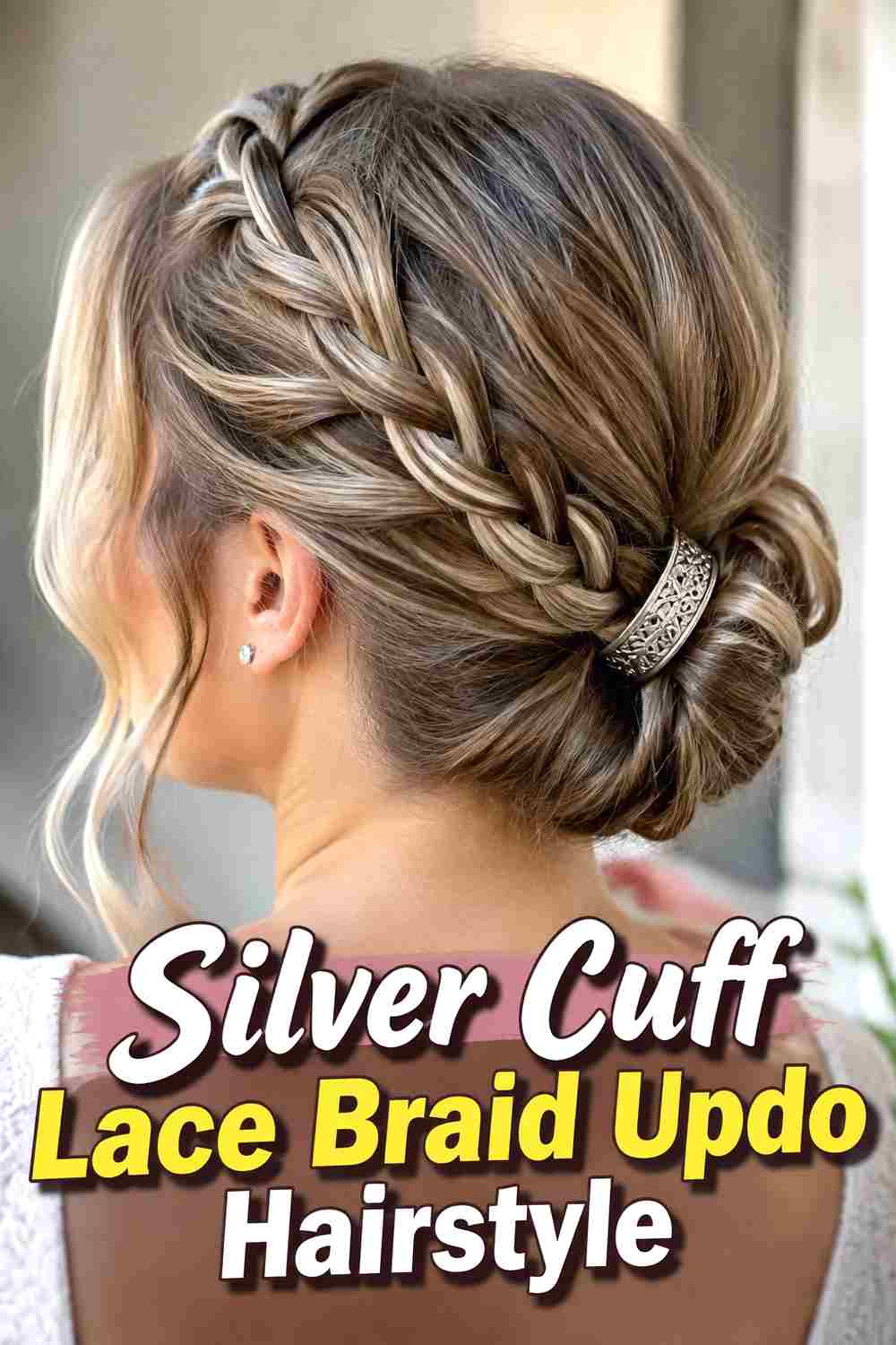 11. Silver Cuff Lace Braid Updo Hairstyle