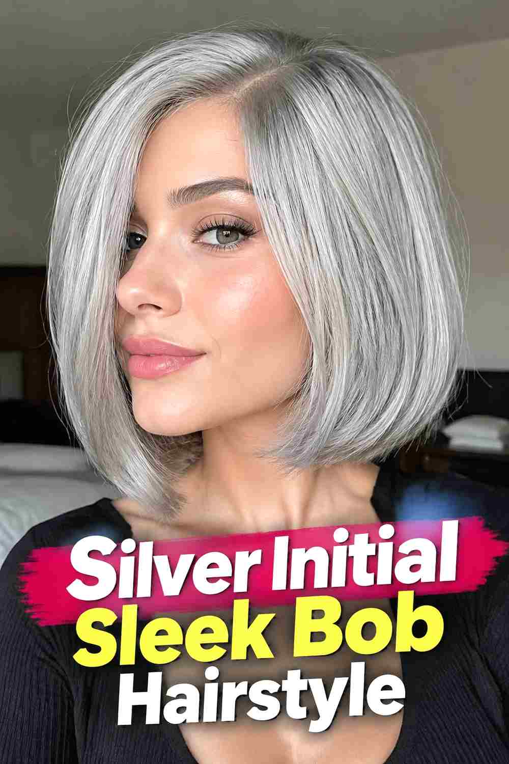 4. Silver Initial Sleek Bob Hairstyle