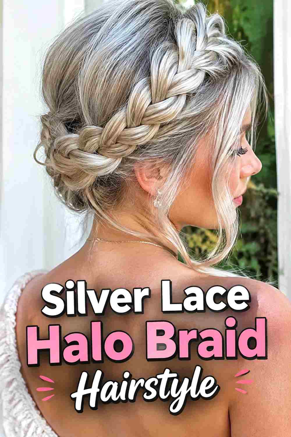 10. Silver Lace Halo Braid Hairstyle