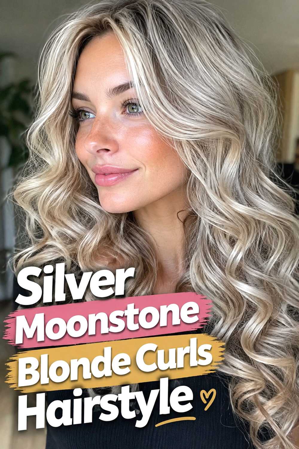 8. Silver Moonstone Blonde Curls Hairstyle
