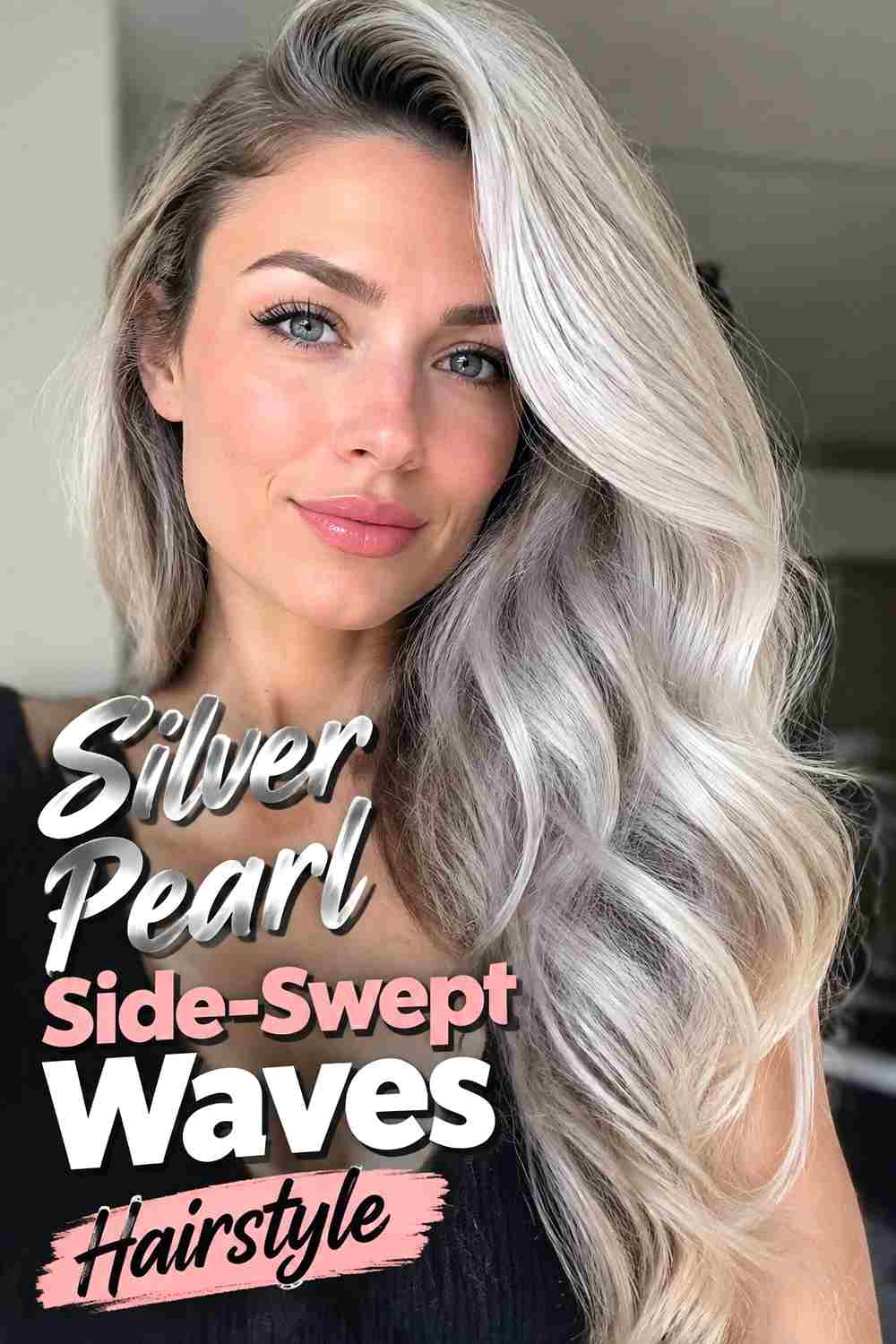 2. Silver Pearl Side Swept Waves Hairstyle