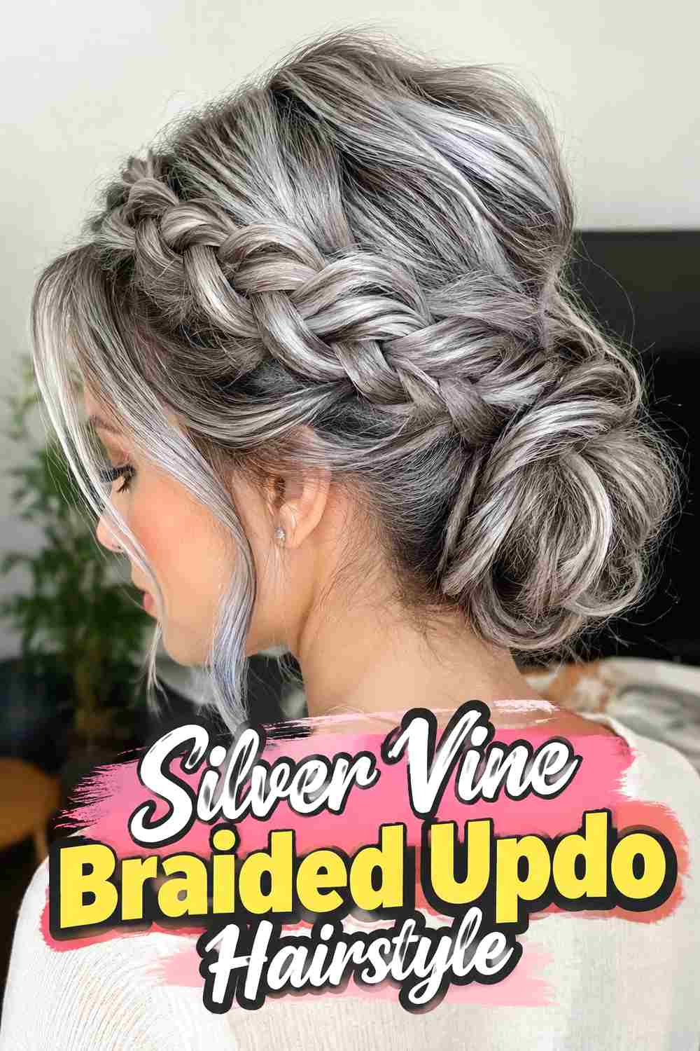 4. Silver Vine Braided Updo Hairstyle