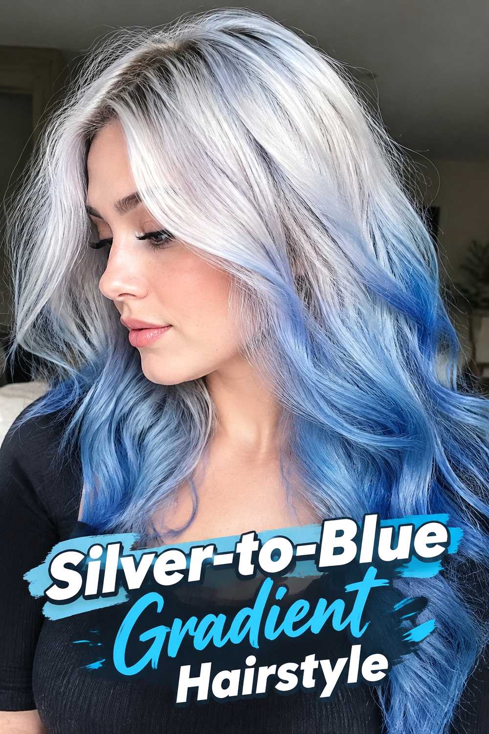 12. Silver To Blue Gradient Hairstyle