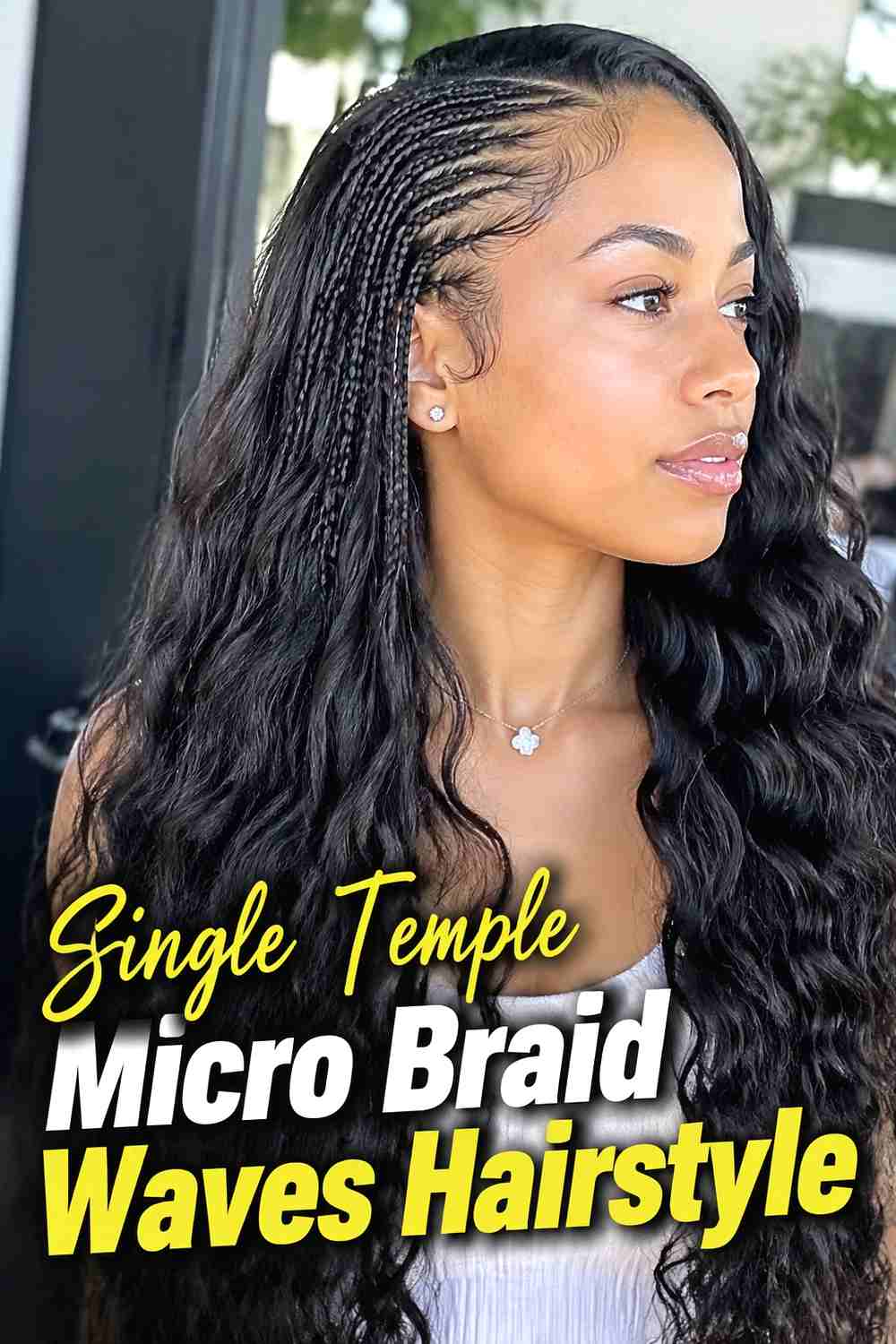 3. Single Temple Micro Braid Waves Hairstyle