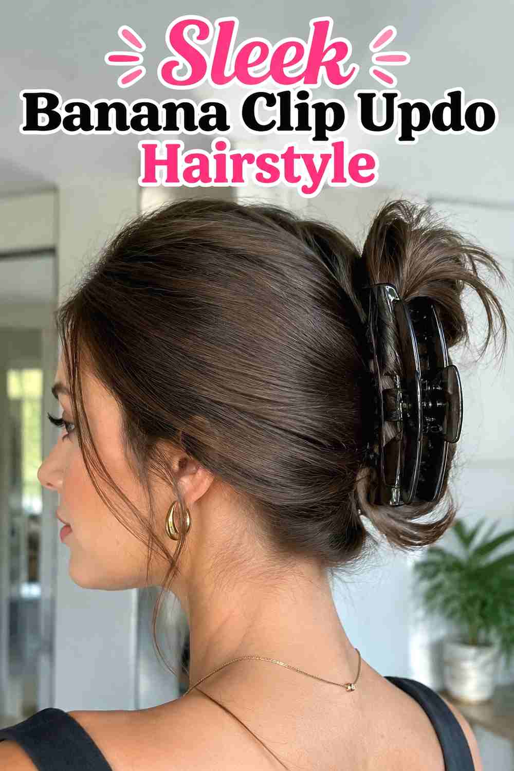 6. Sleek Banana Clip Updo Hairstyle