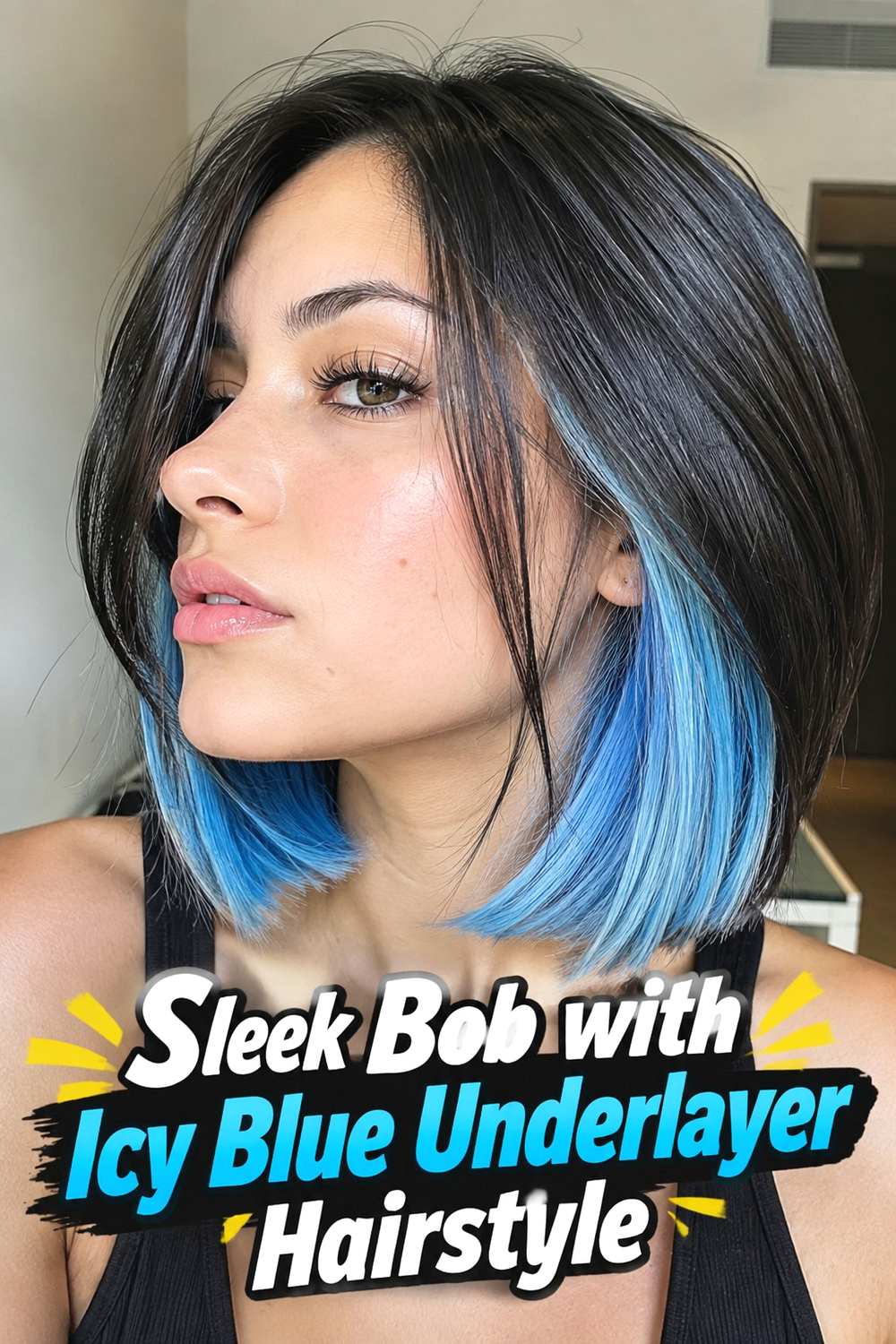 6. Sleek Bob With Icy Blue Underlayer Hairstyle