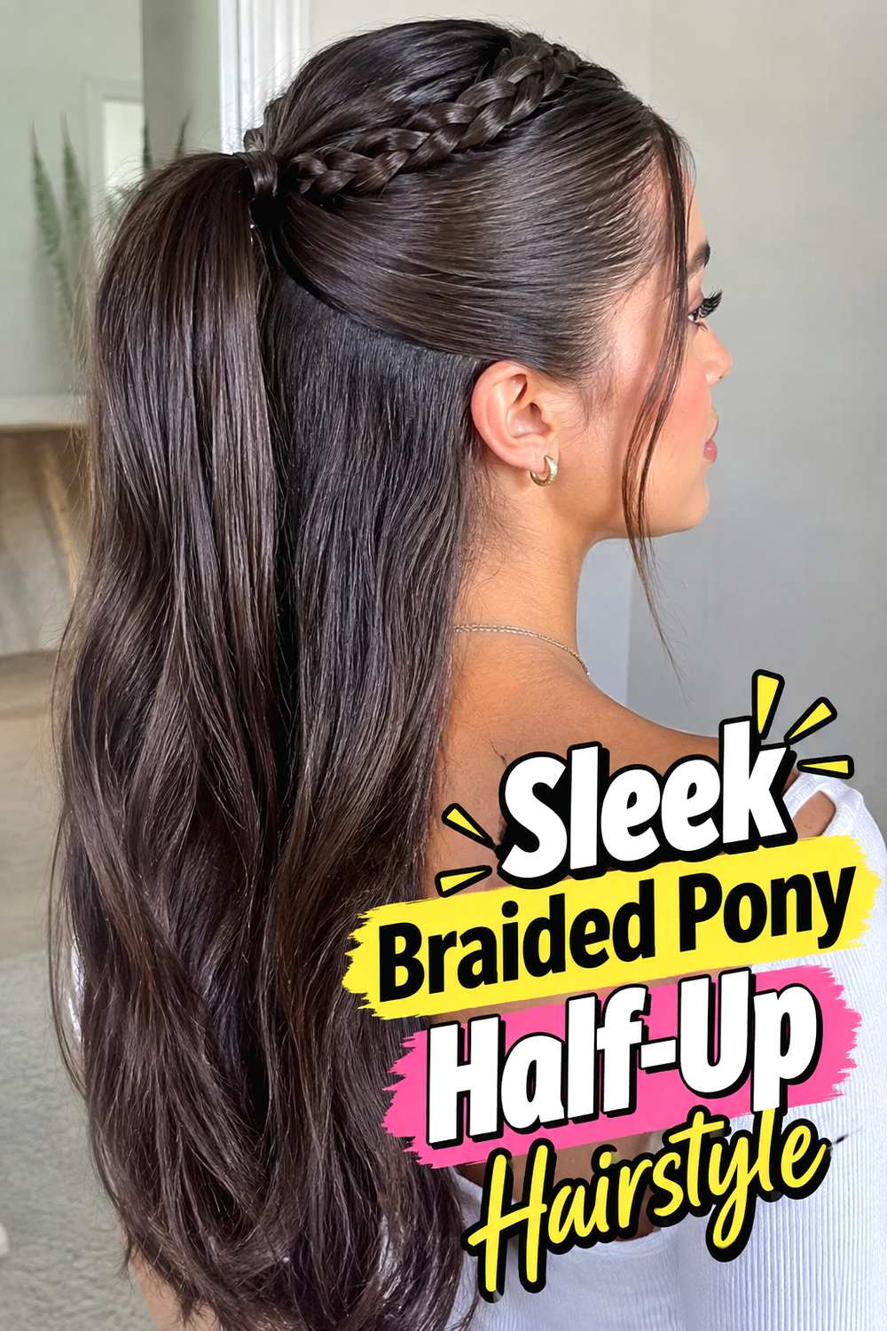 Sleek Braided Pony Half-Up Hairstyle
