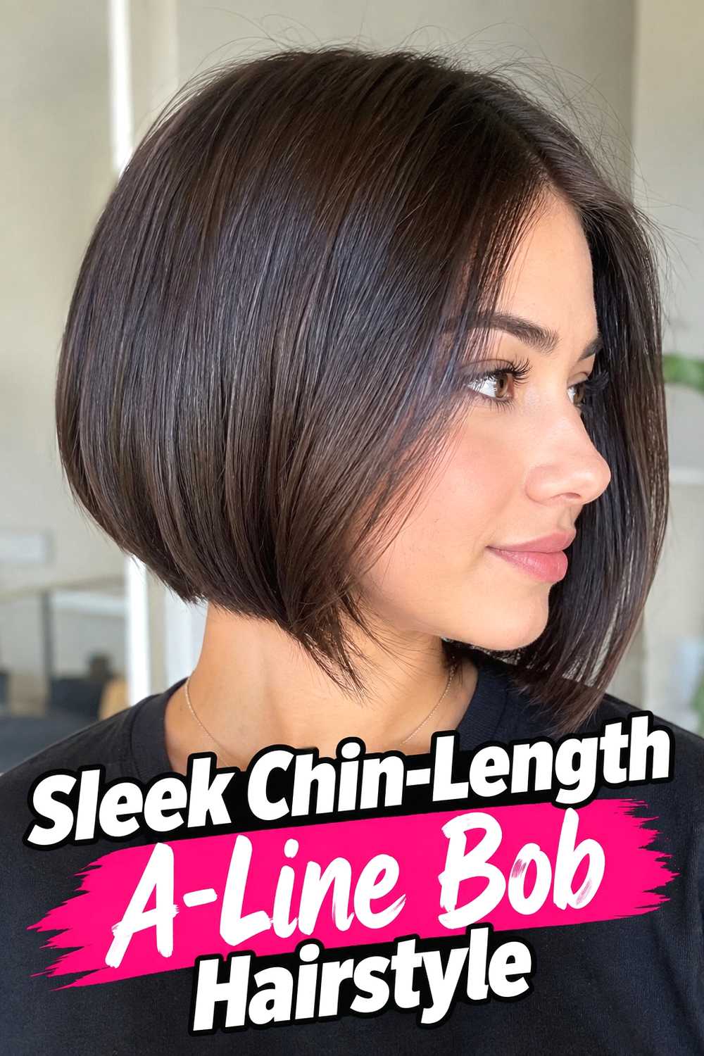 2. Sleek Chin Length A Line Bob Hairstyle
