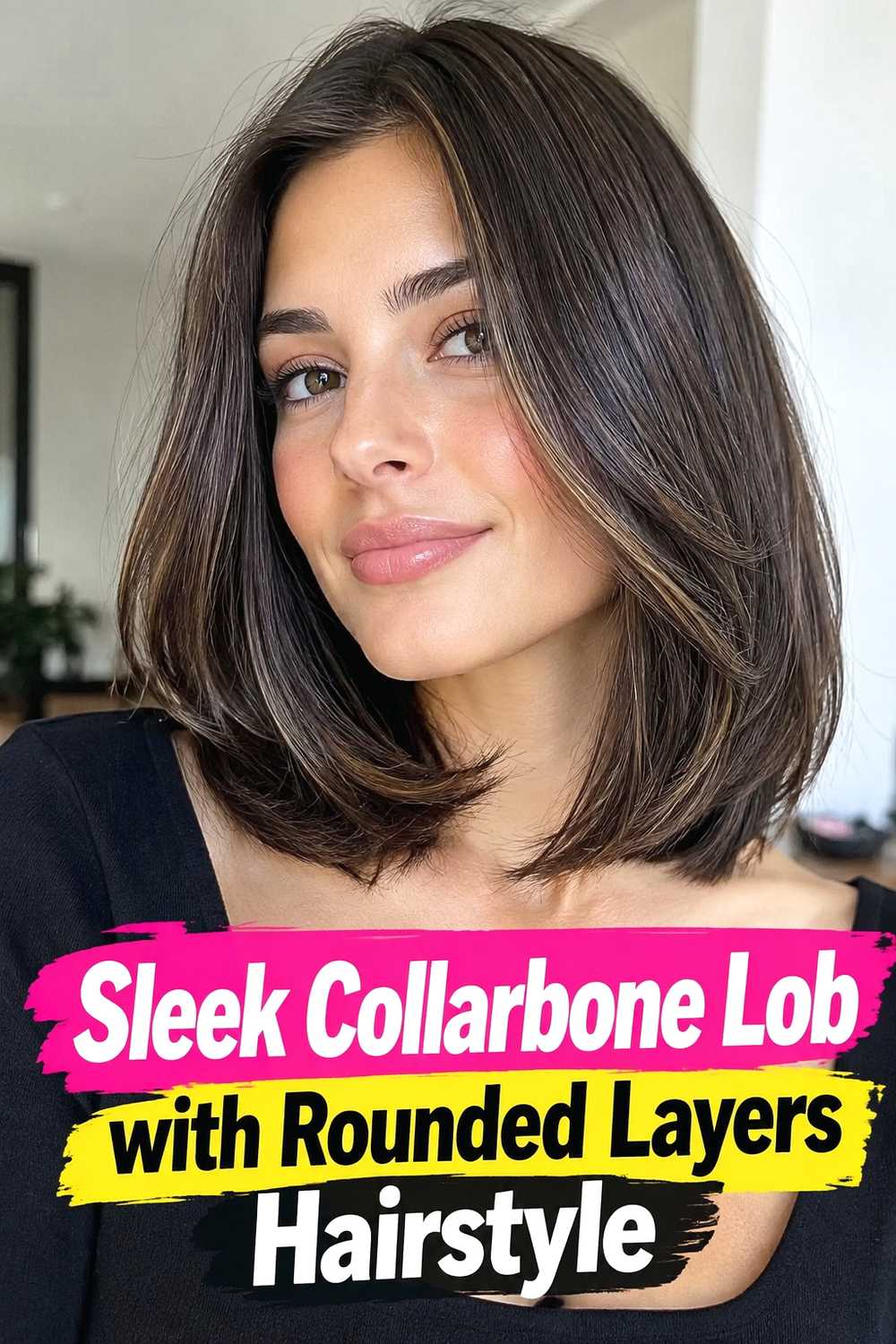 6. Sleek Collarbone Lob With Rounded Layers Hairstyle