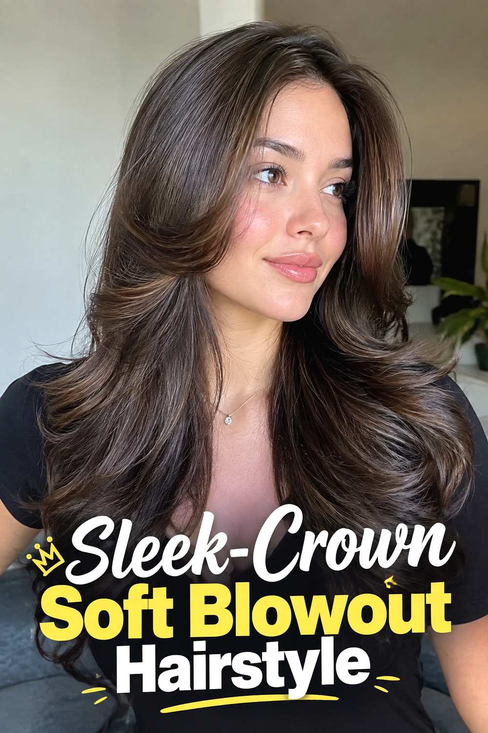 Sleek-Crown Soft Blowout Hairstyle