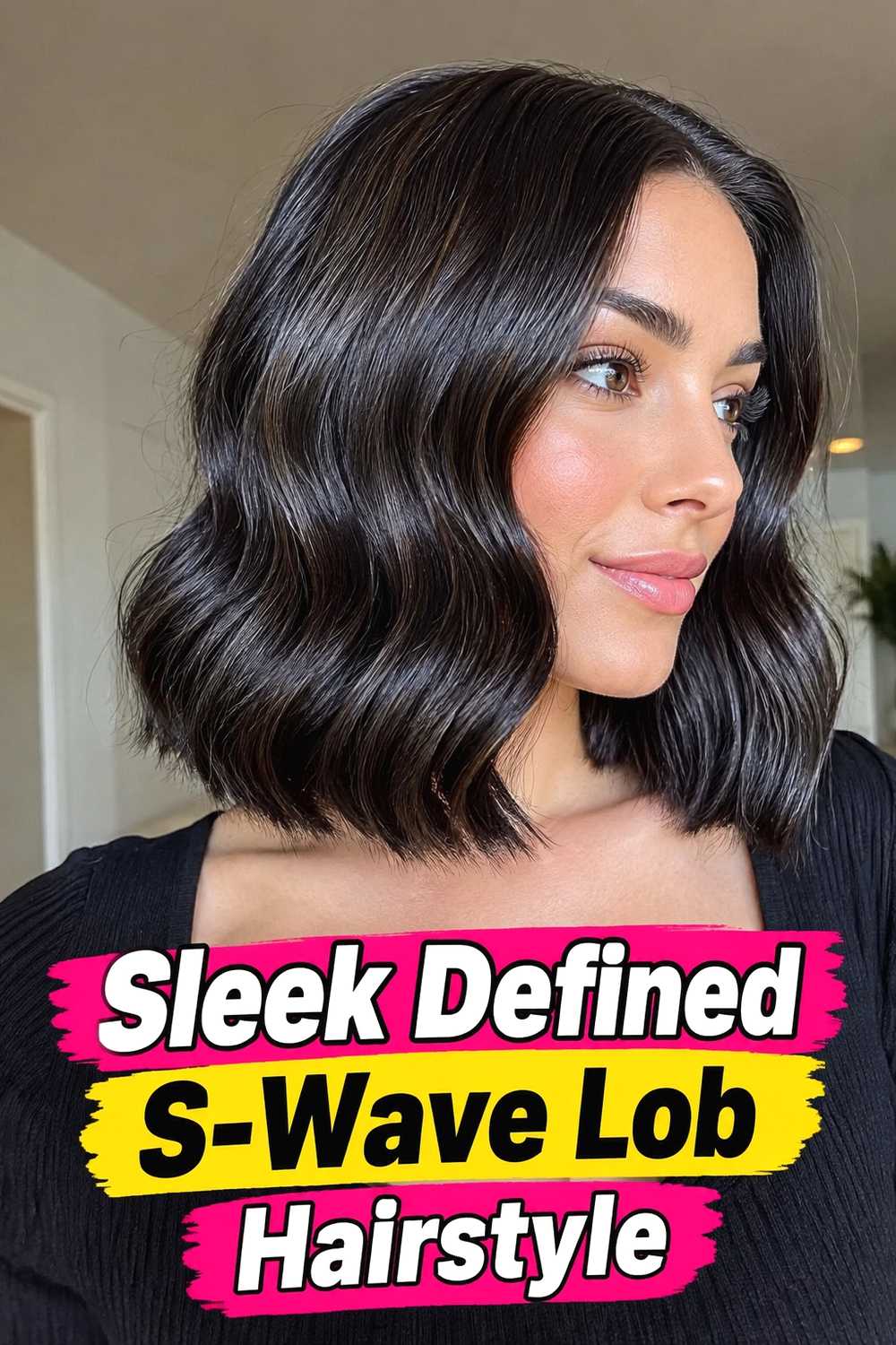 6. Sleek Defined S Wave Lob Hairstyle