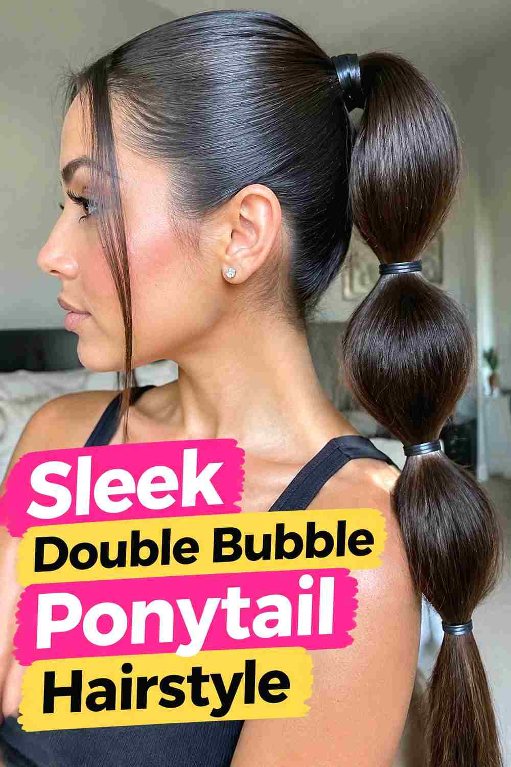 4. Sleek Double Bubble Ponytail Hairstyle