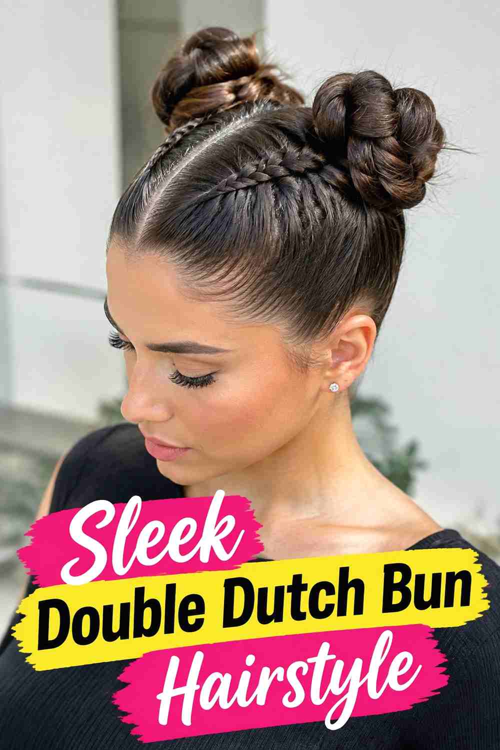 7. Sleek Double Dutch Bun Hairstyle