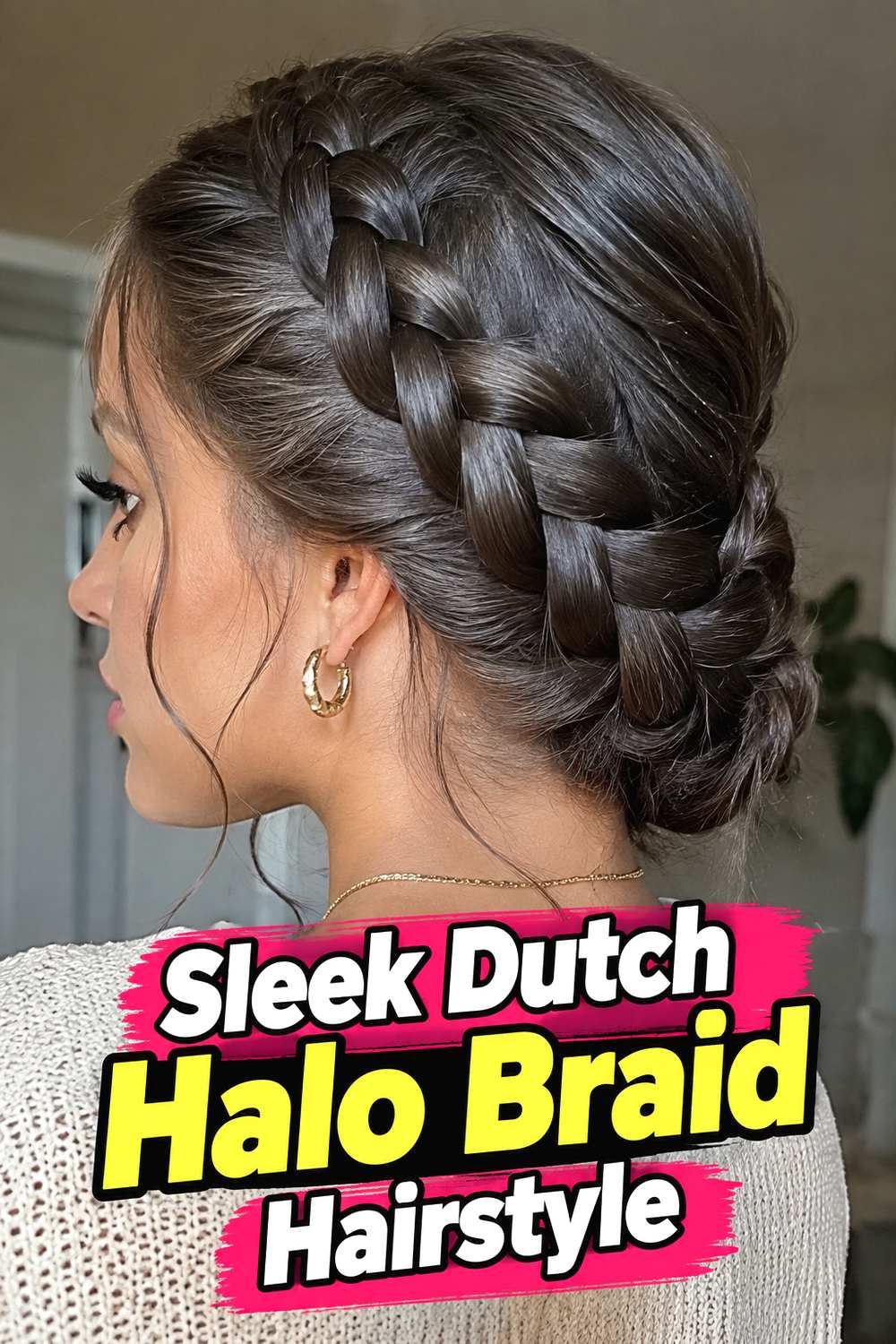 Sleek Dutch Halo Braid Hairstyle