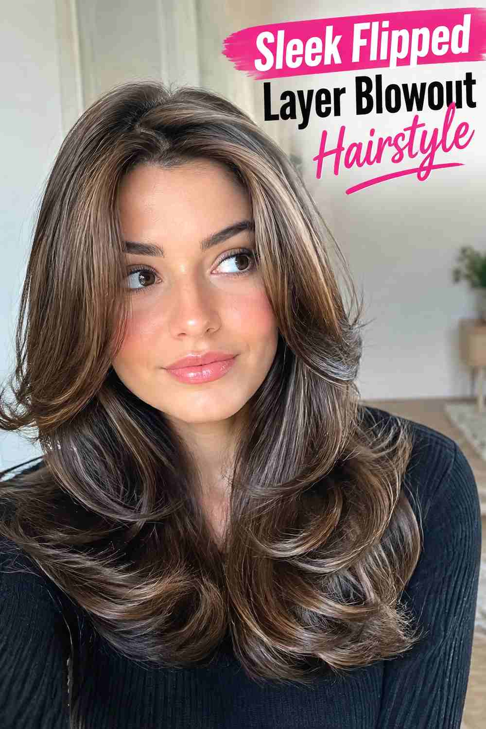 10. Sleek Flipped Layer Blowout Hairstyle