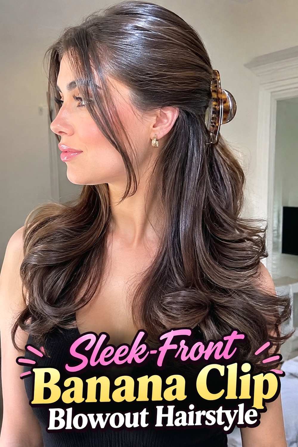 15. Sleek Front Banana Clip Blowout Hairstyle