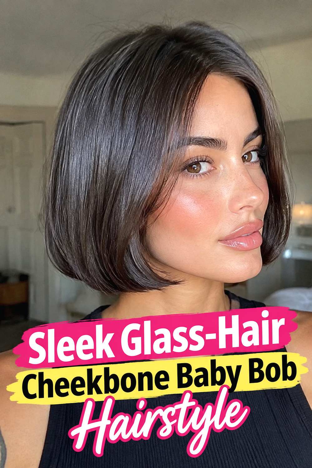 Sleek Glass-Hair Cheekbone Baby Bob Hairstyle