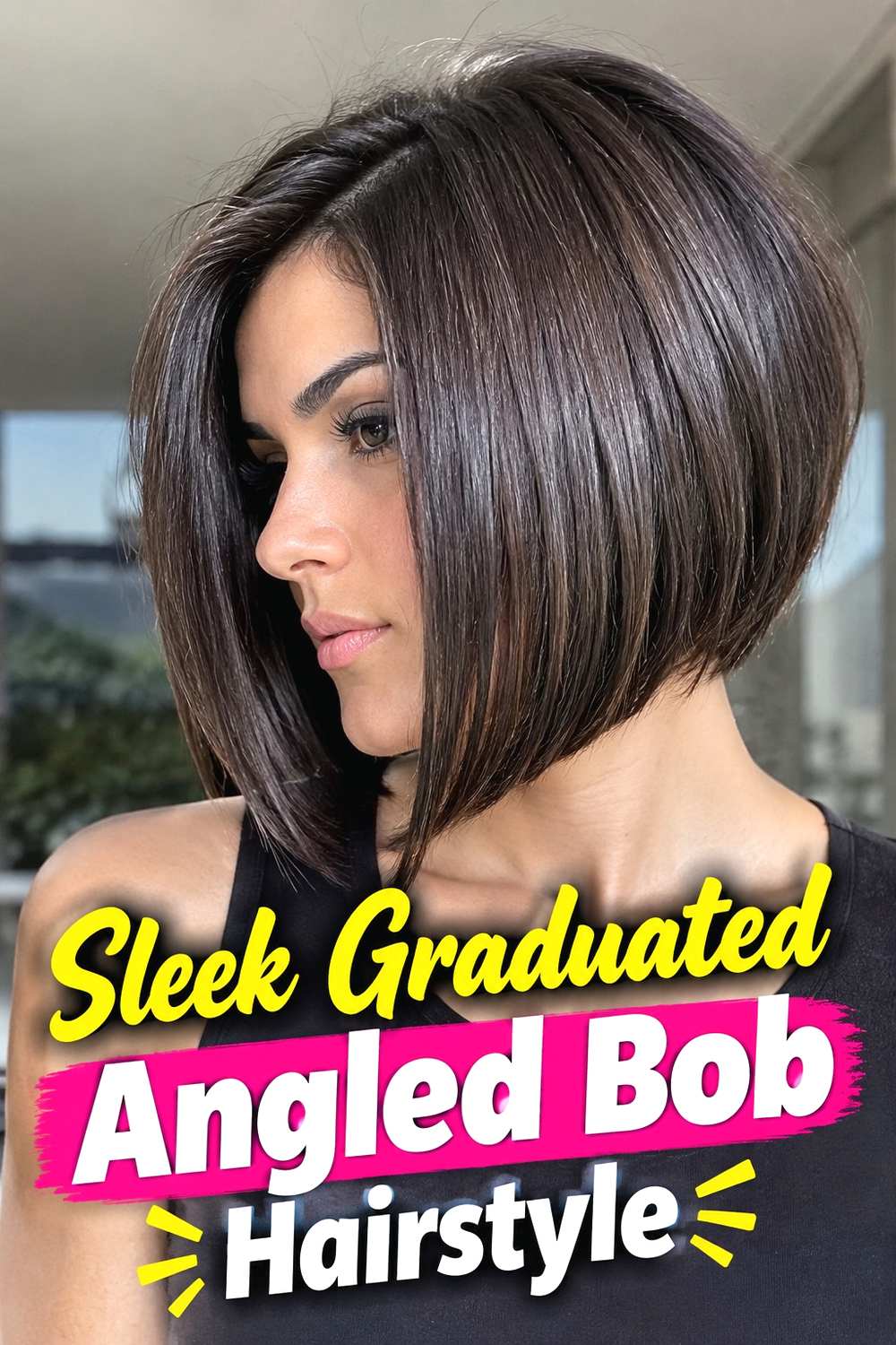 2. Sleek Graduated Angled Bob Hairstyle