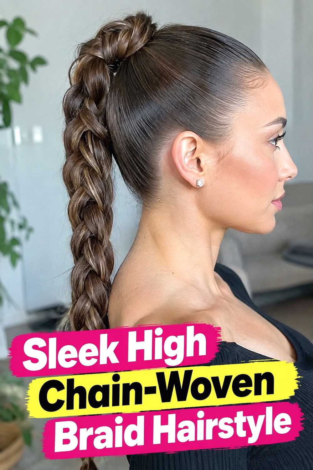 8. Sleek High Chain Woven Braid Hairstyle