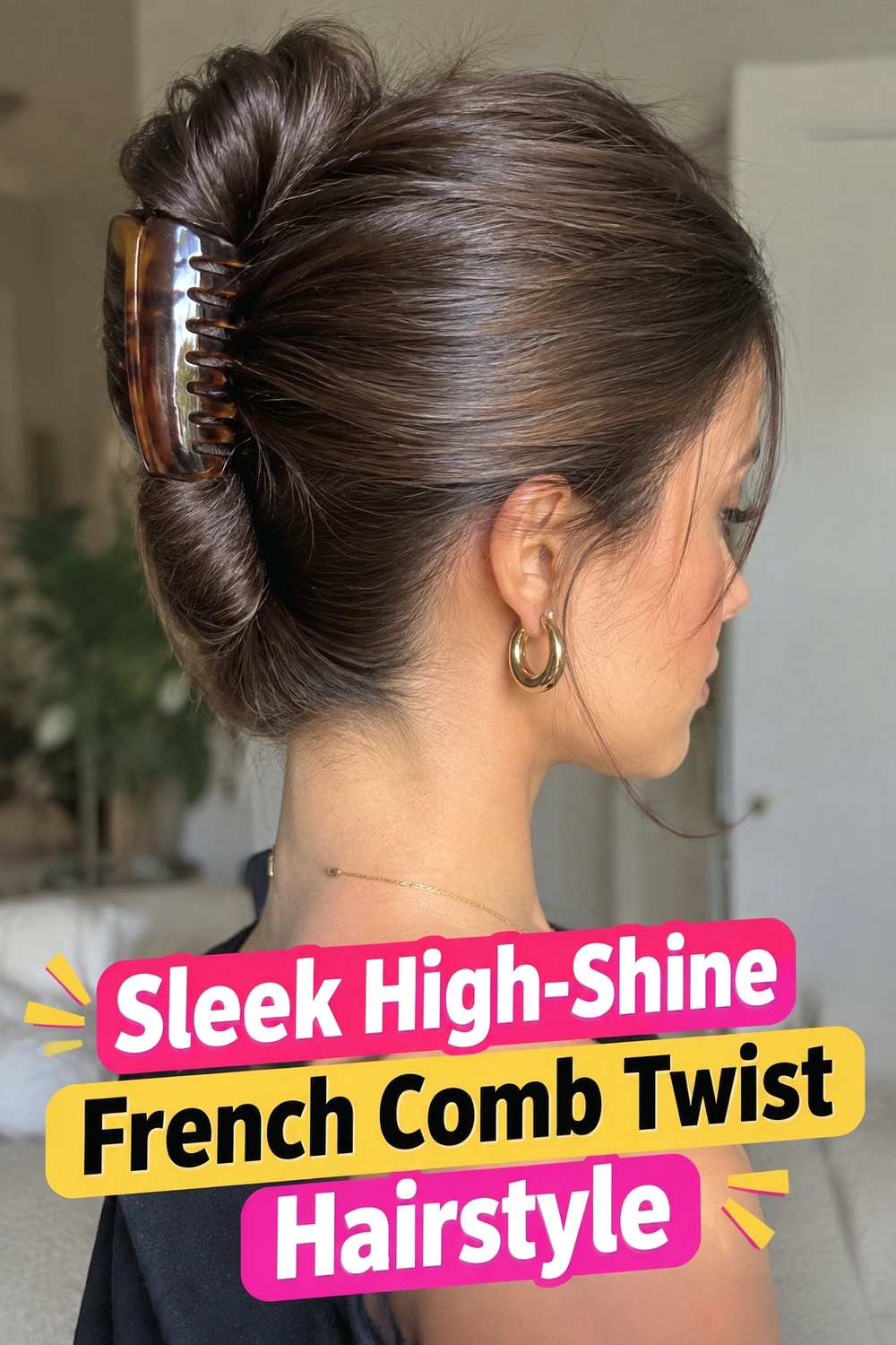 3. Sleek High Shine French Comb Twist Hairstyle
