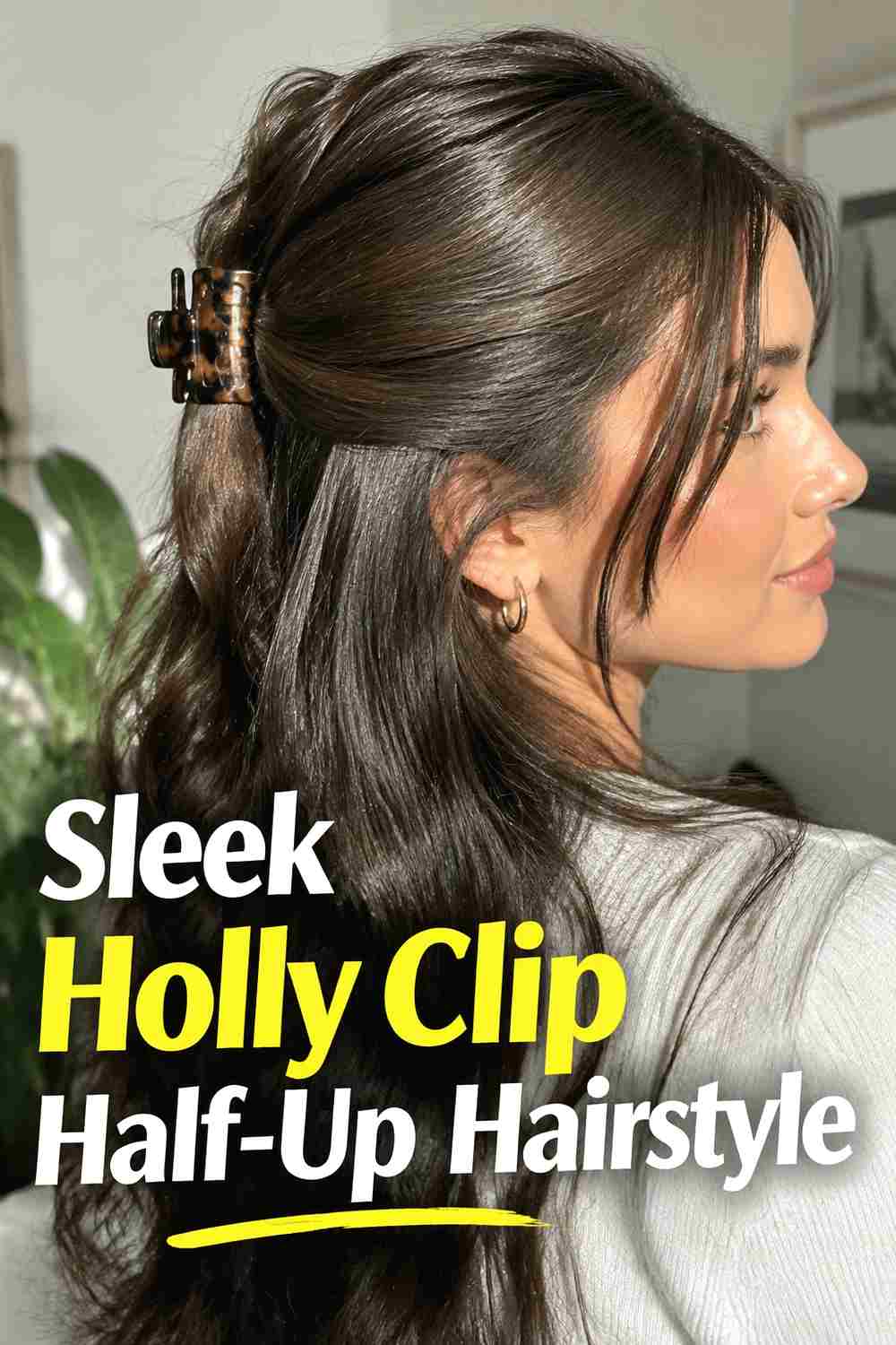 6. Sleek Holly Clip Half Up Hairstyle
