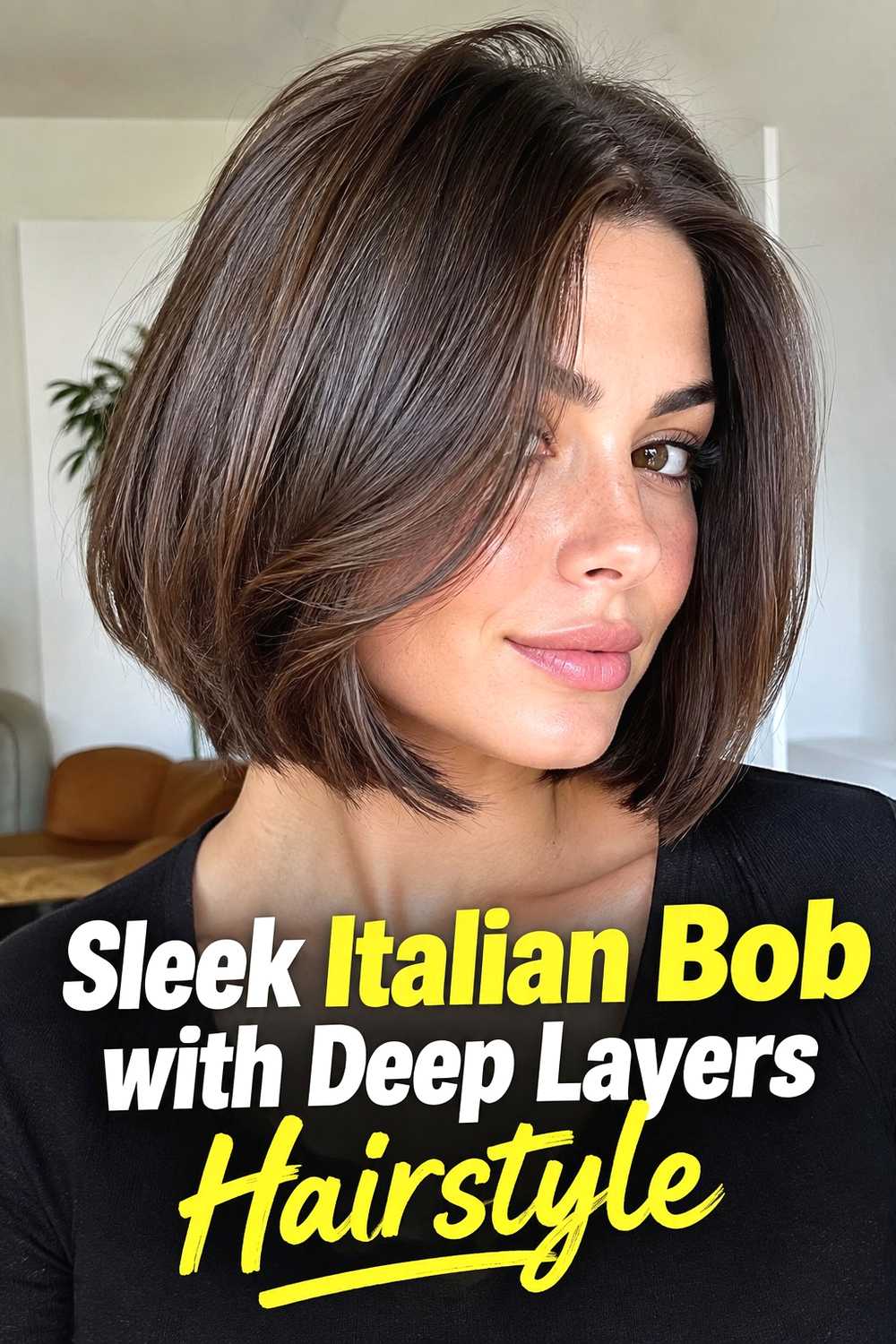 8. Sleek Italian Bob With Deep Layers Hairstyle